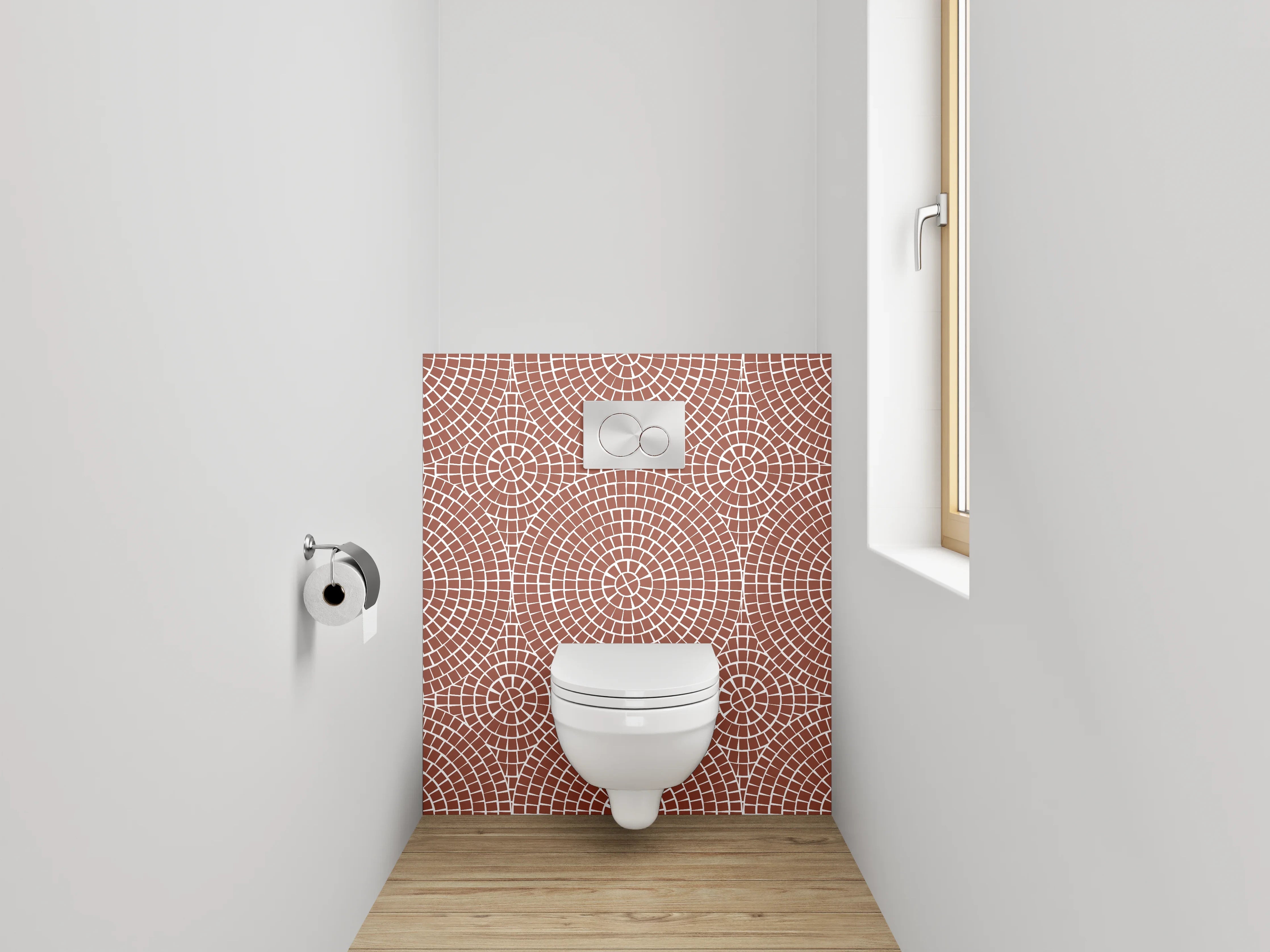 WC-Rückwand - Modernes Retro Kreismuster Braun