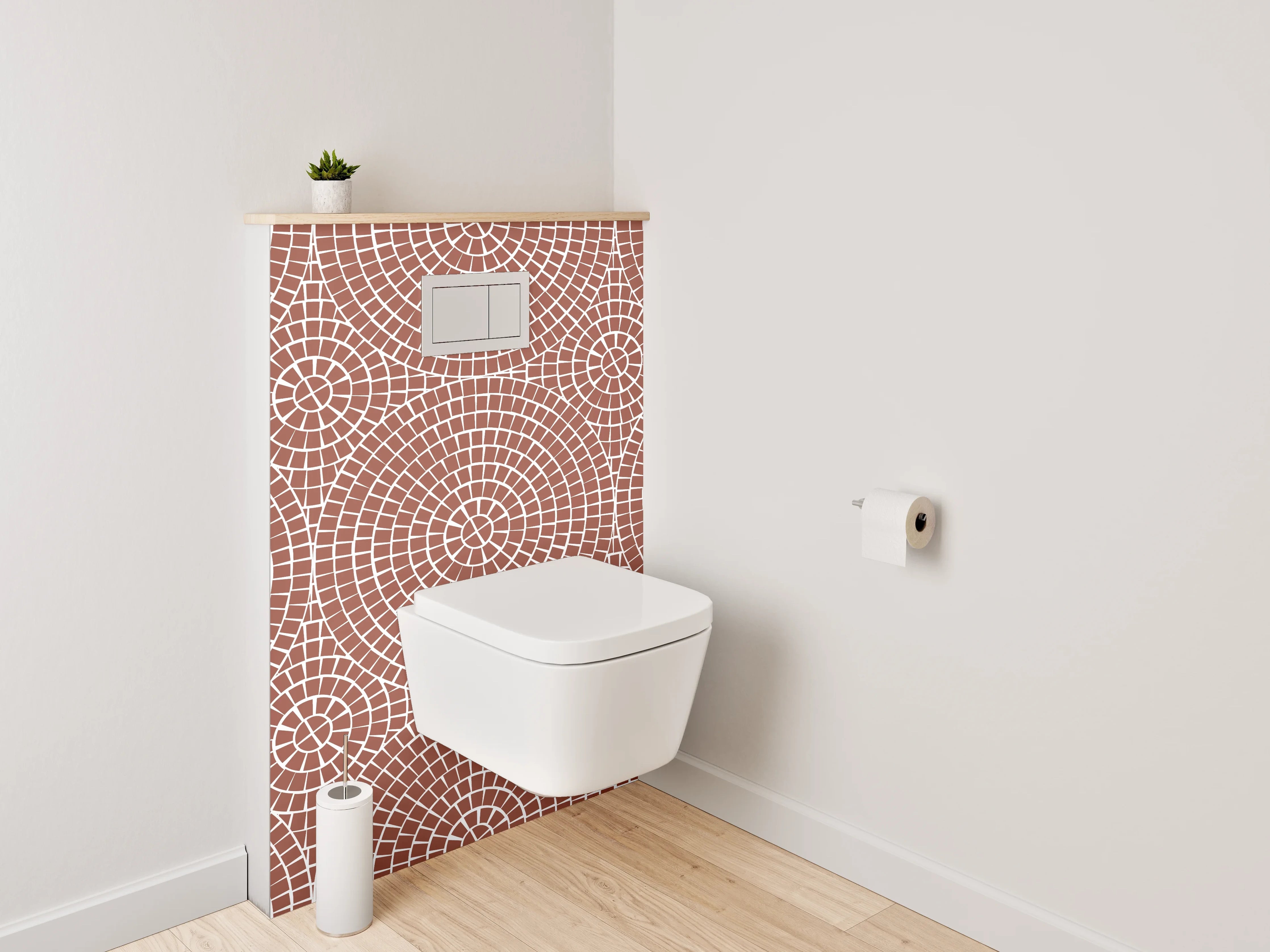 WC-Rückwand - Modernes Retro Kreismuster Braun
