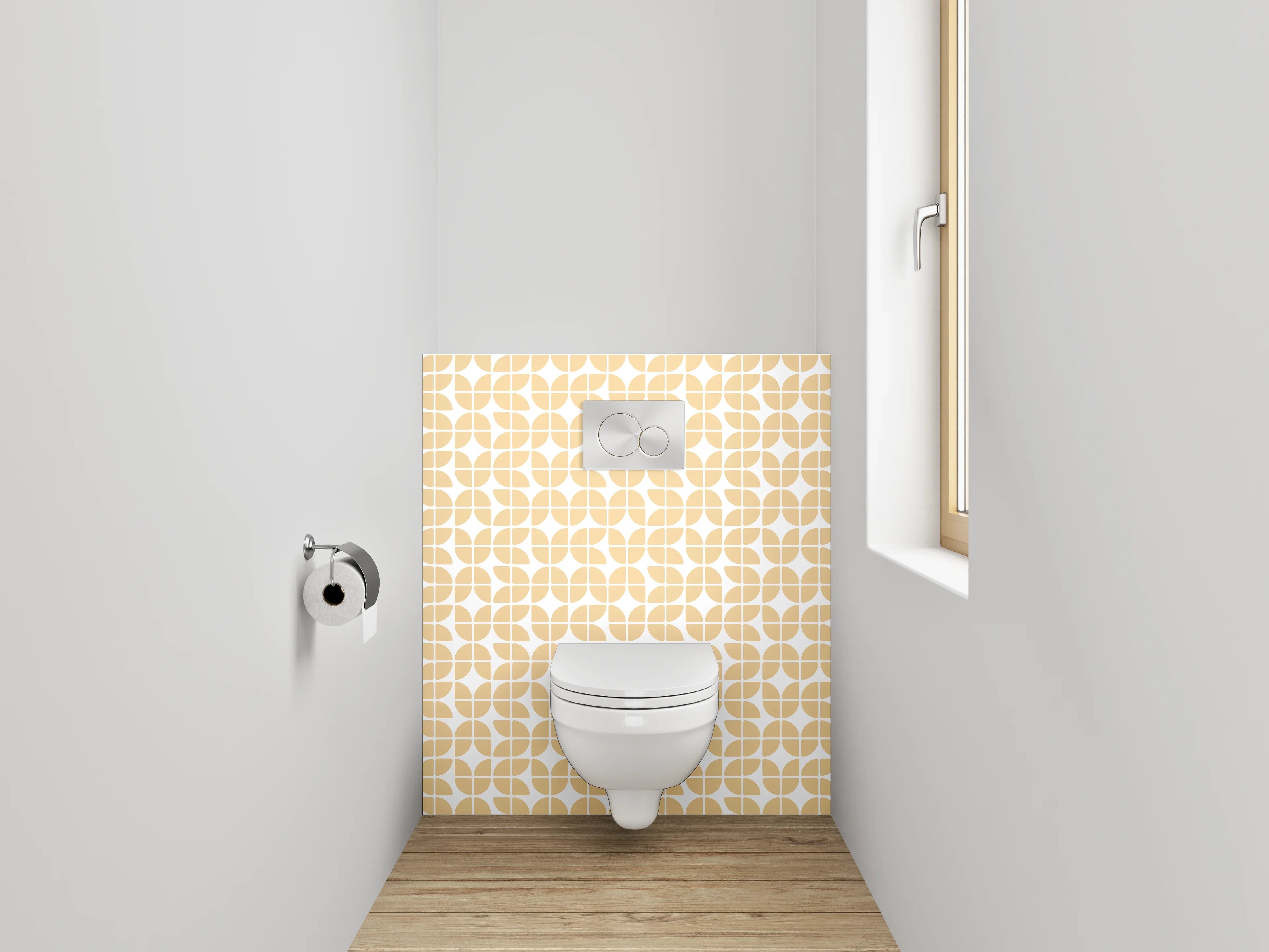 WC-Rückwand - Modernes Retro Muster Orange Beige