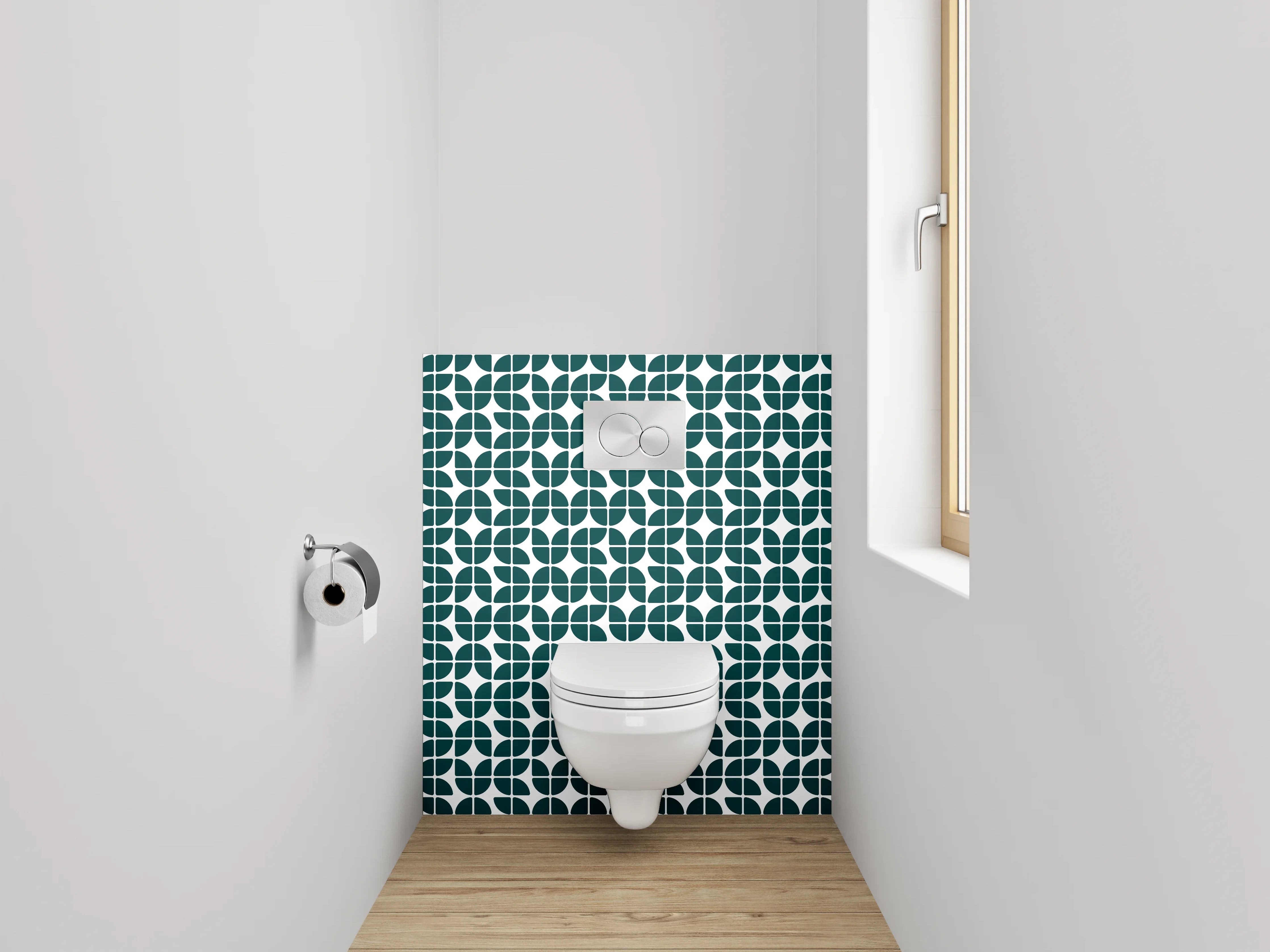 WC-Rückwand - Modernes Retro-Muster grün-weiß