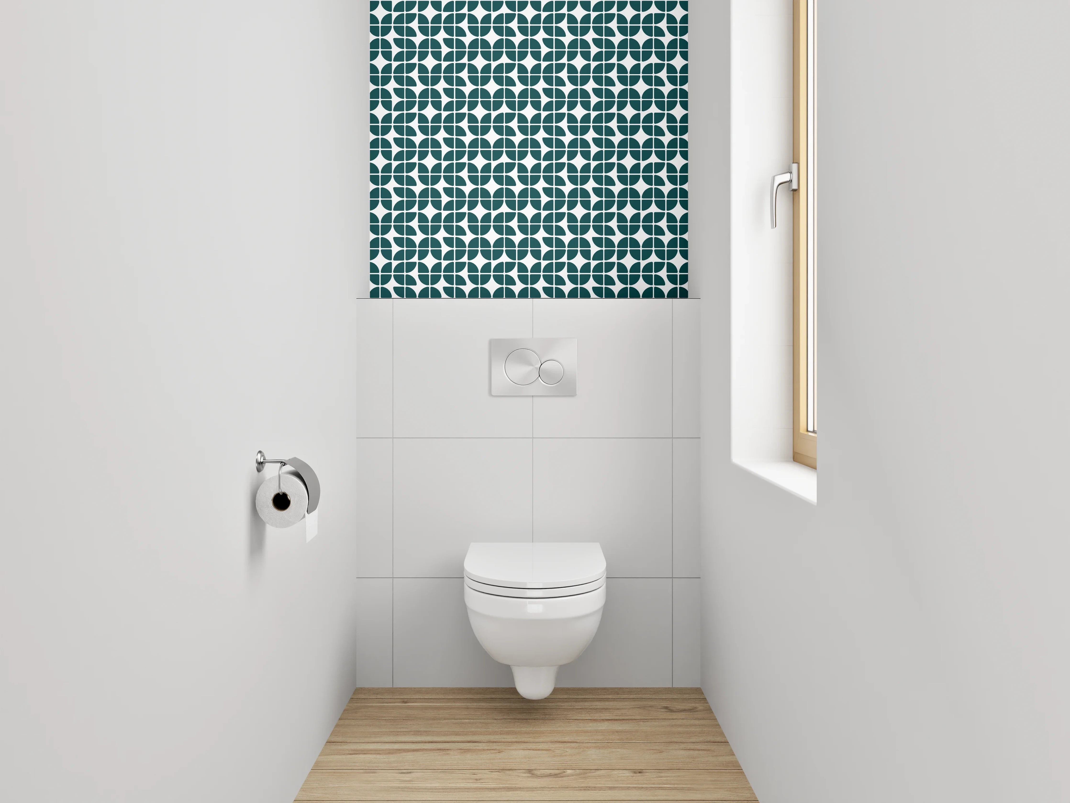 WC-Rückwand - Modernes Retro-Muster grün-weiß