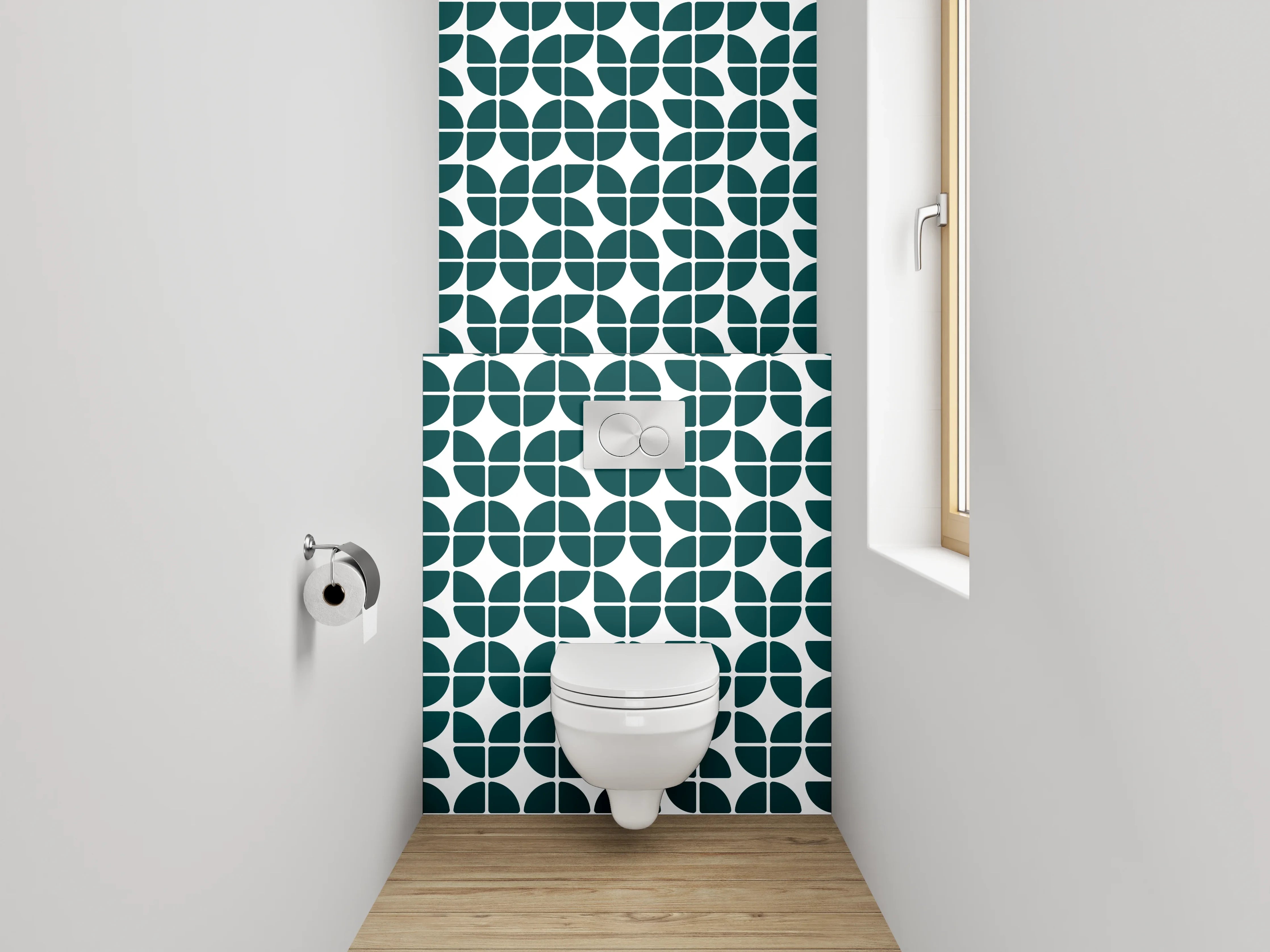 WC-Rückwand - Modernes Retro-Muster grün-weiß