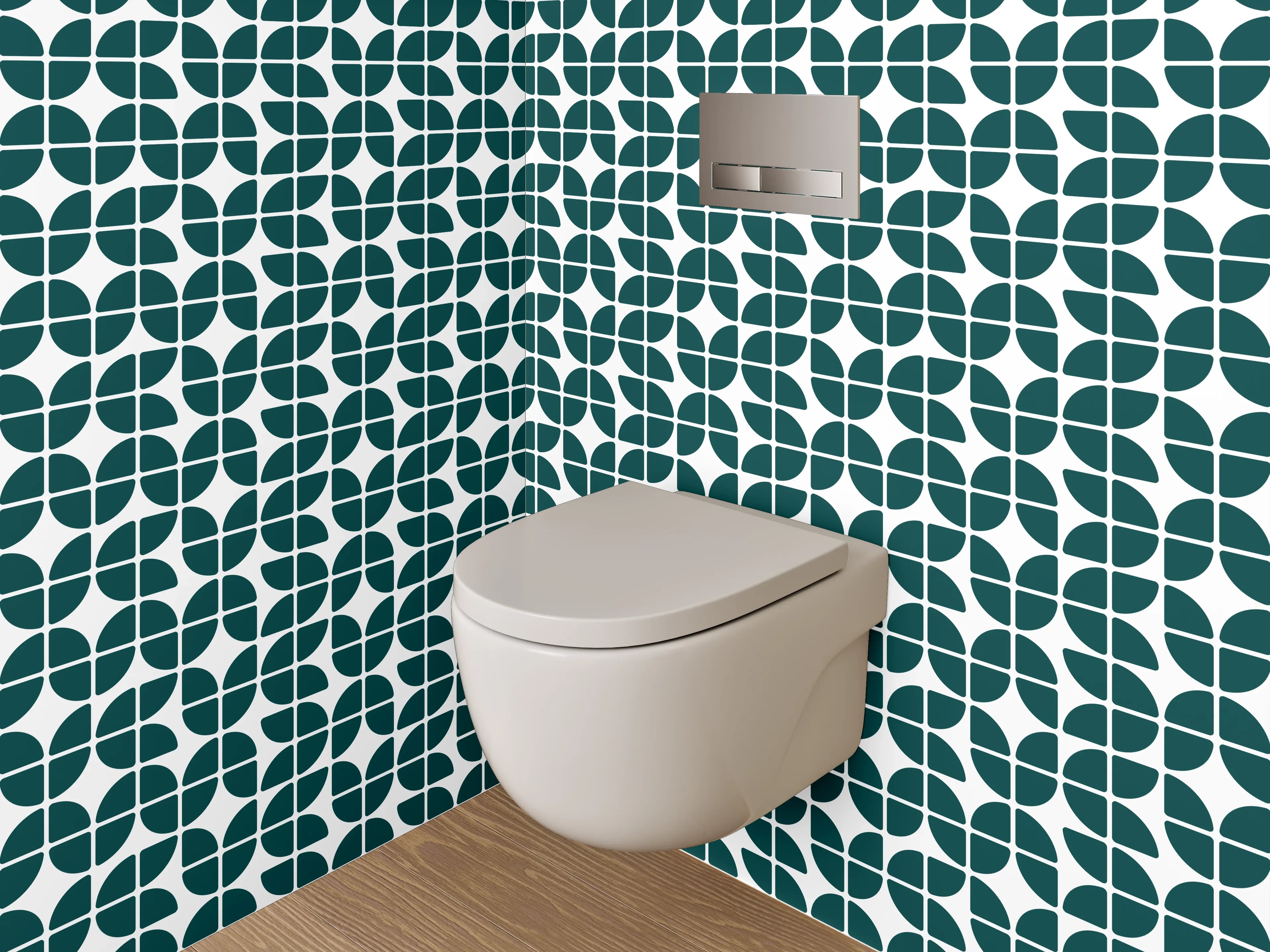 WC-Rückwand - Modernes Retro-Muster grün-weiß