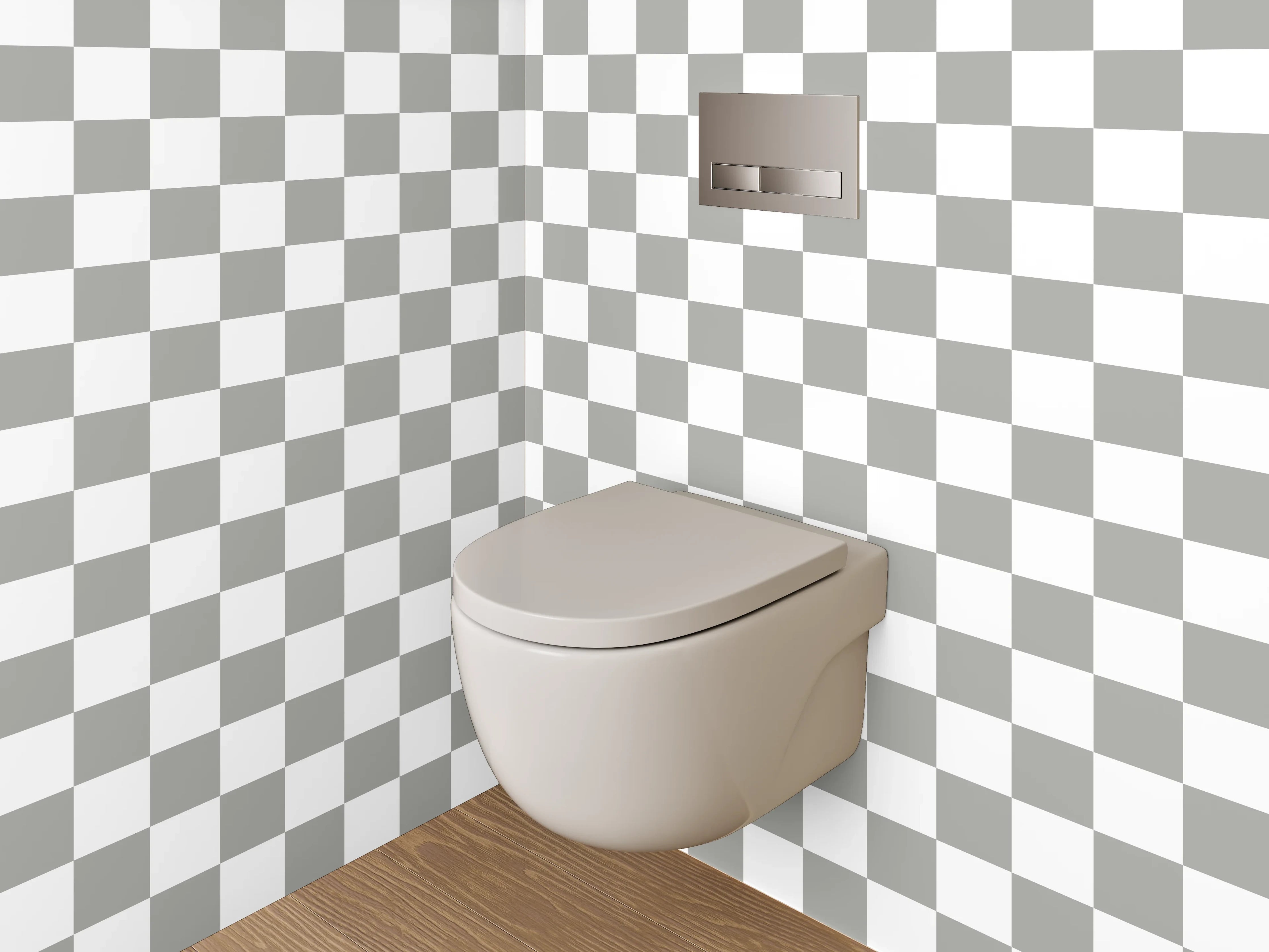 WC-Rückwand - Modernes Schachbrett mit Grauschattierungen