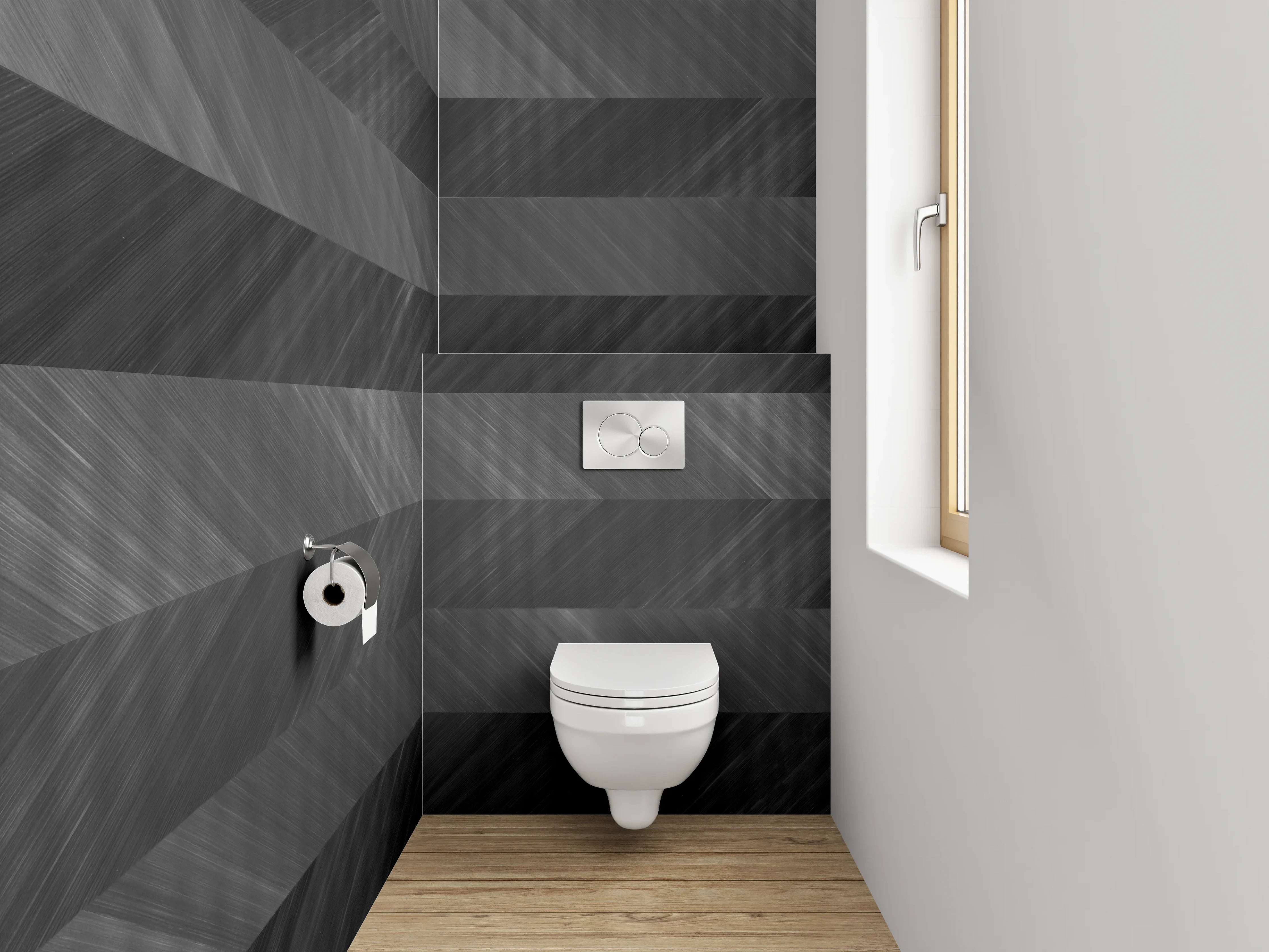 WC-Rückwand - Modernes Schiefermuster Grau-Schwarz