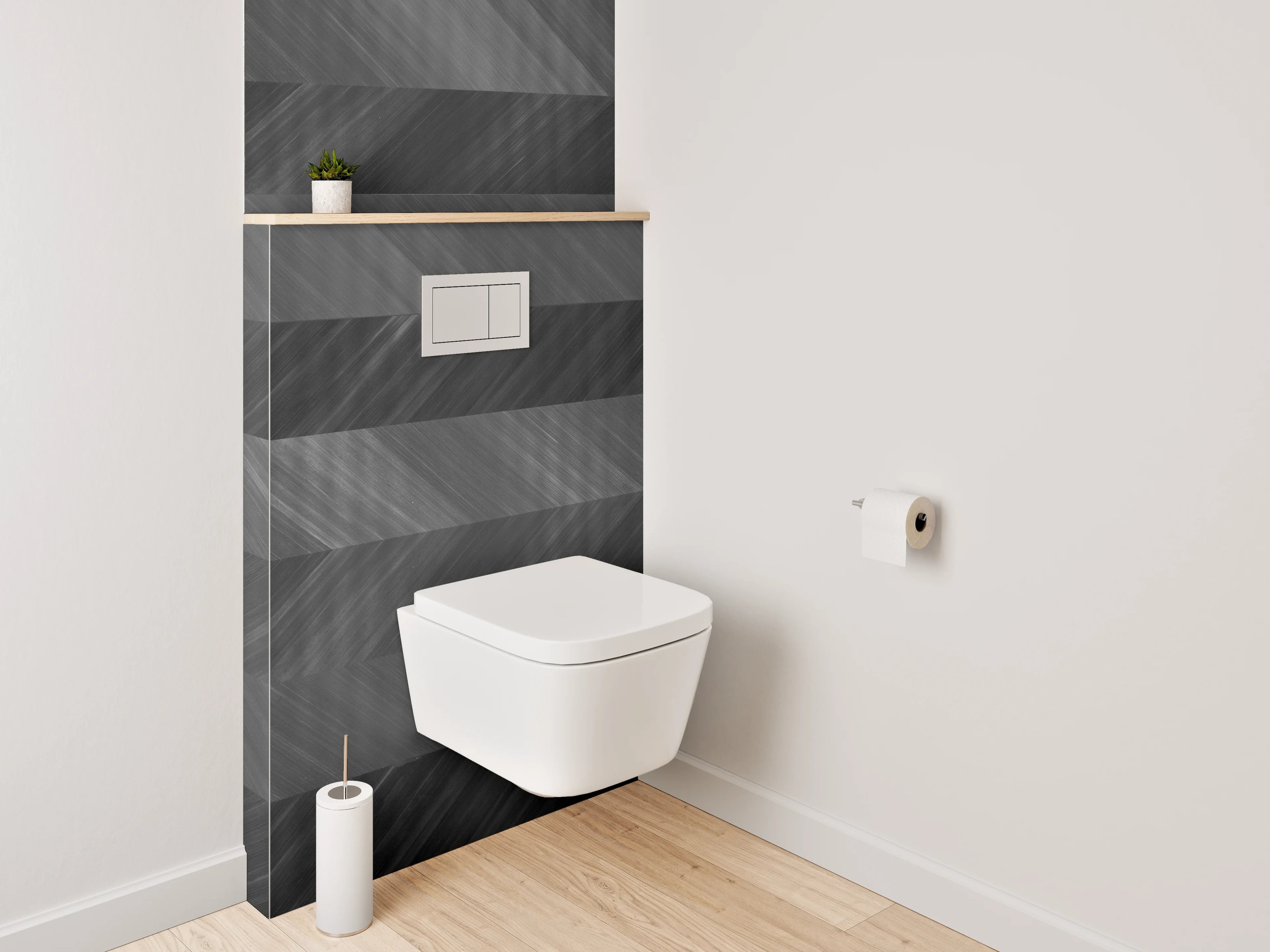 WC-Rückwand - Modernes Schiefermuster Grau-Schwarz