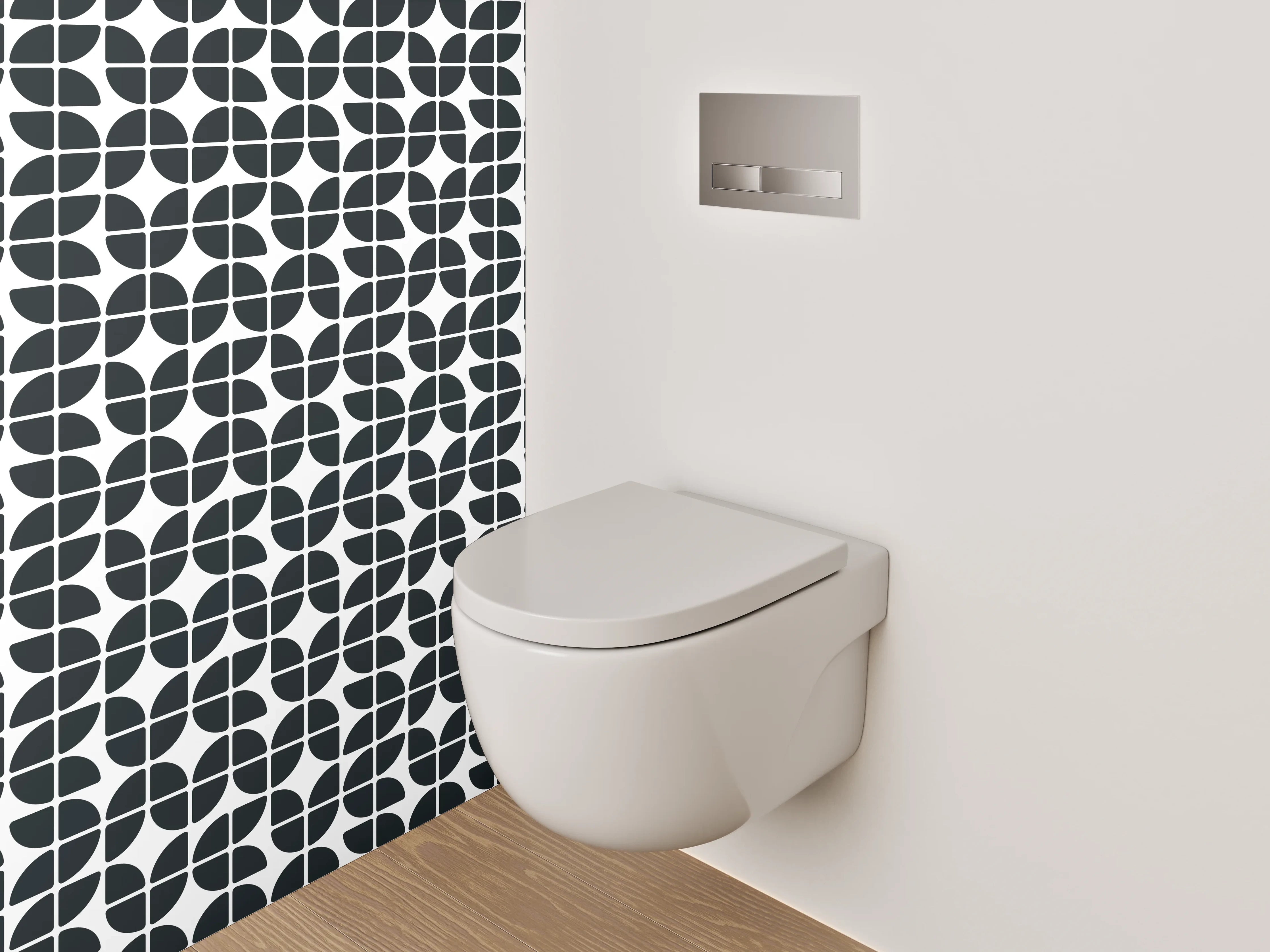 WC-Rückwand - Modernes Schwarz-Weiß Geometrie Muster