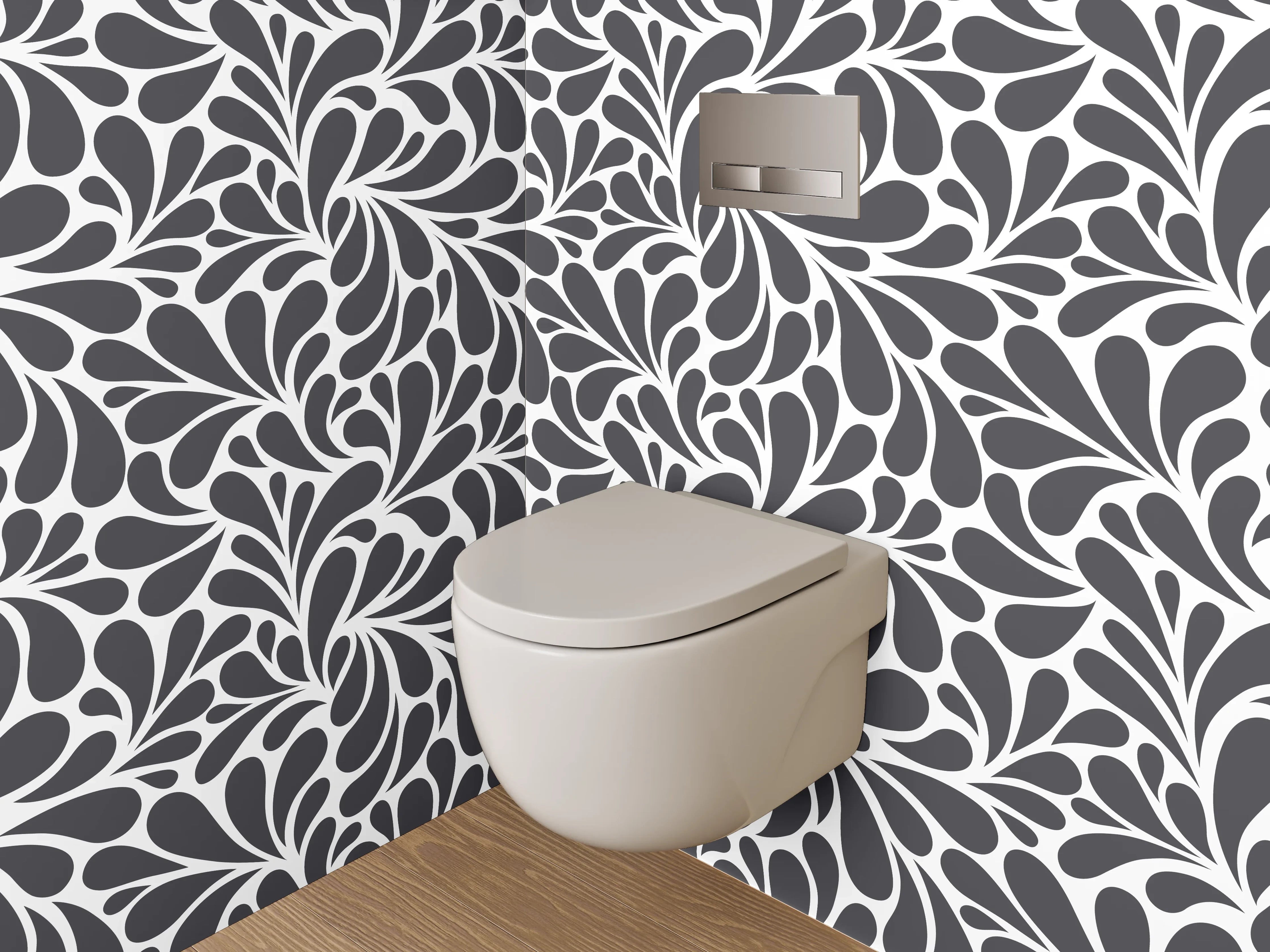WC-Rückwand - Modernes Schwarz-Weiß-Wirbelmuster