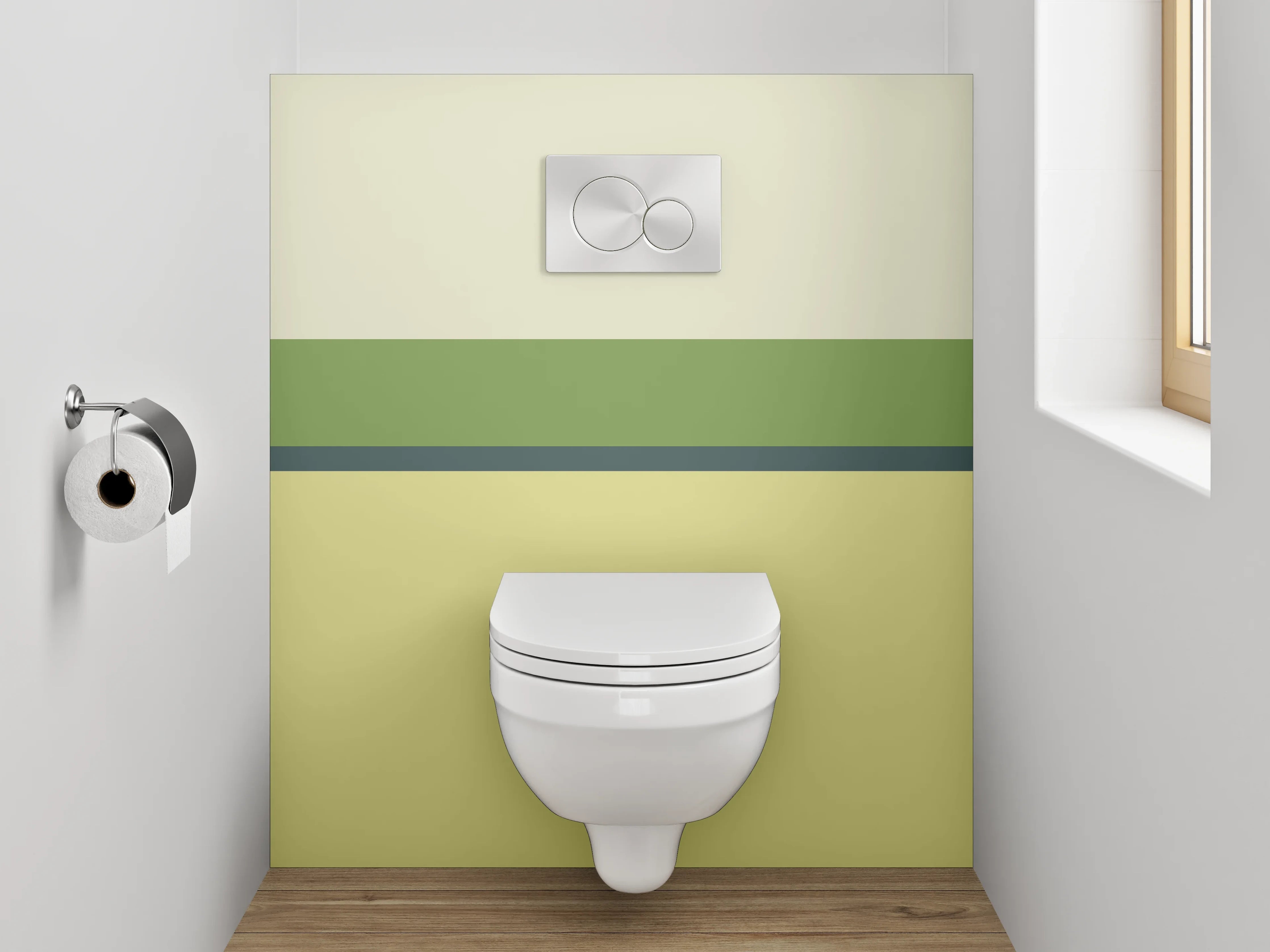 WC-Rückwand - Modernes Streifen Design Grün Gelb