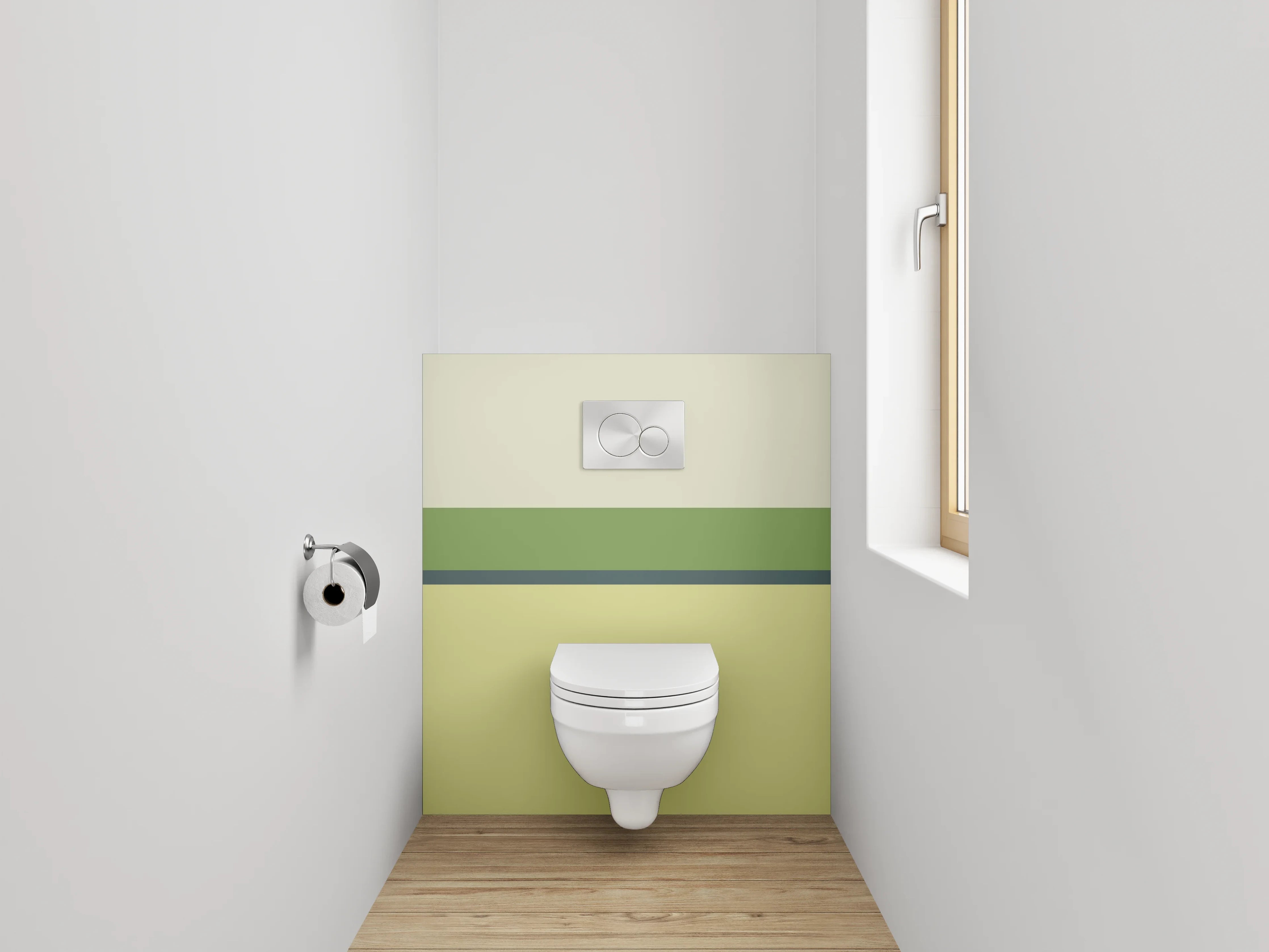 WC-Rückwand - Modernes Streifen Design Grün Gelb