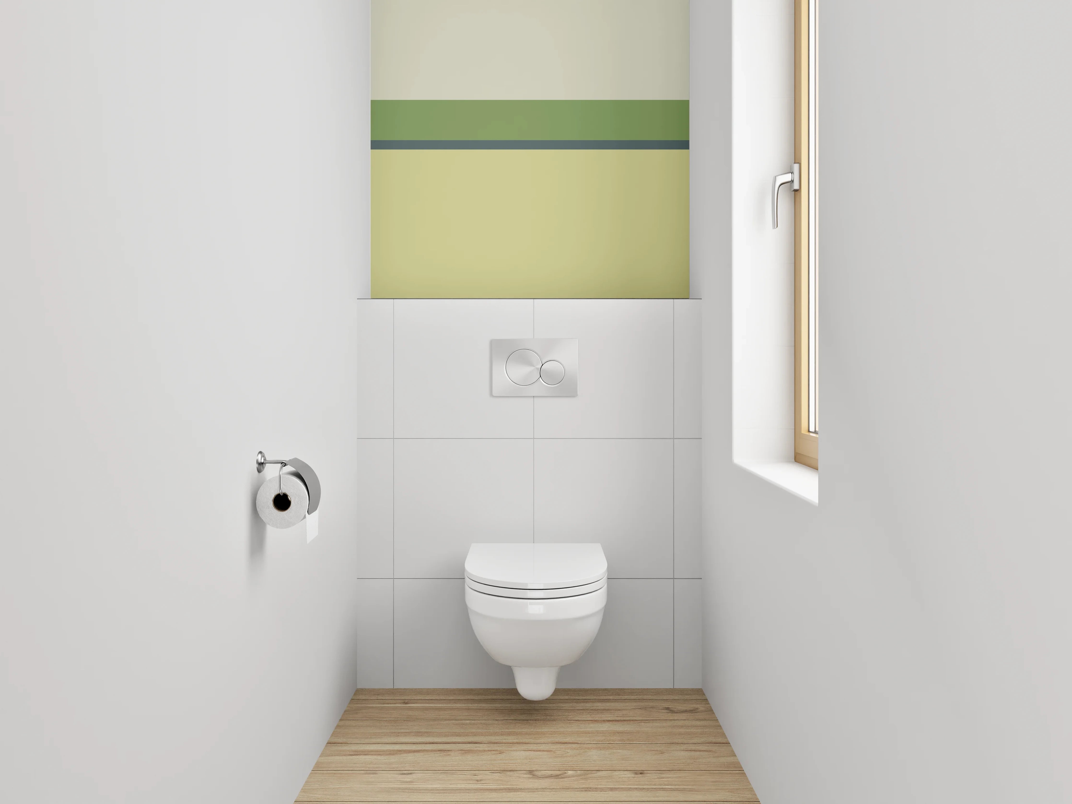 WC-Rückwand - Modernes Streifen Design Grün Gelb