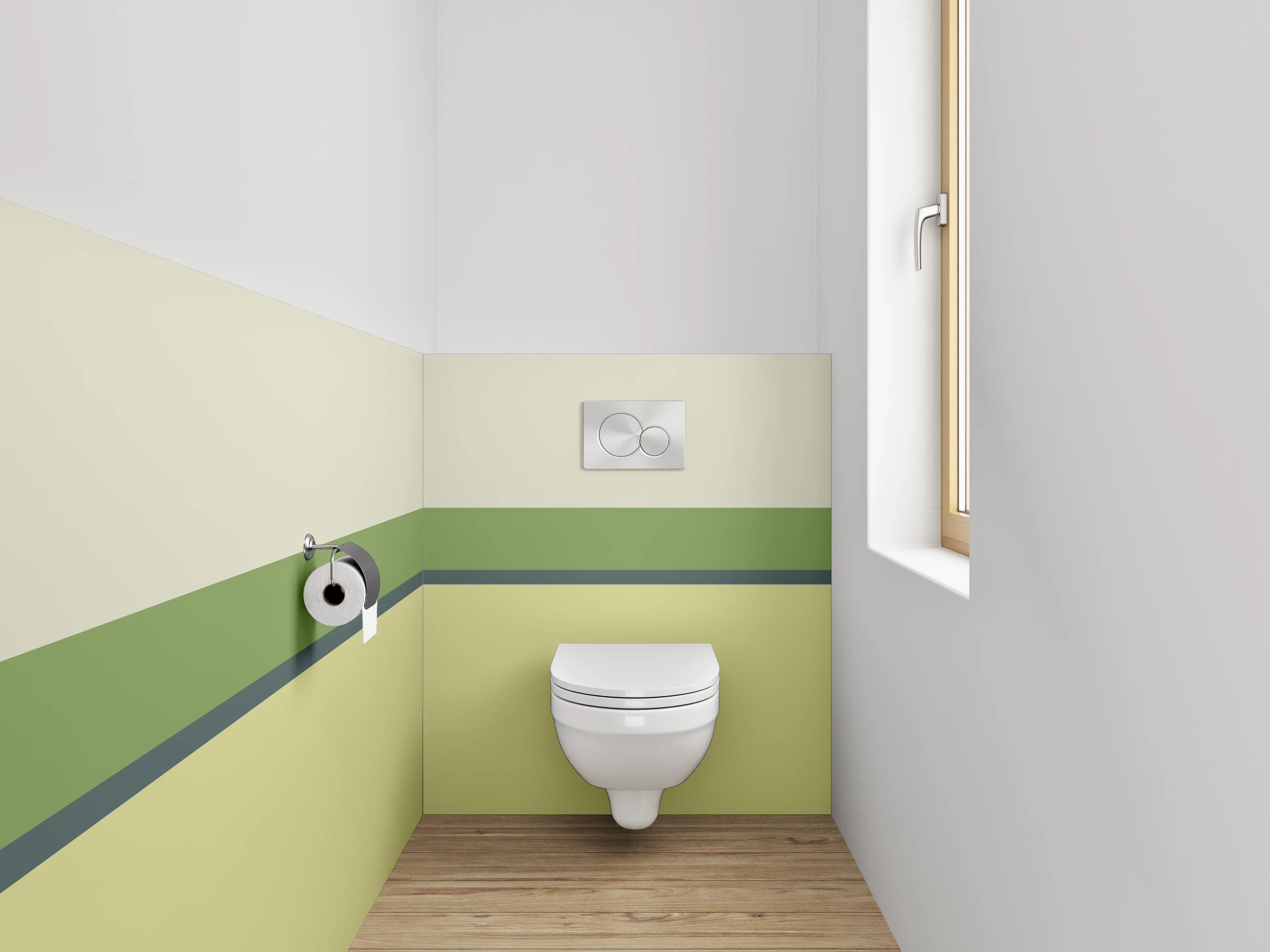 WC-Rückwand - Modernes Streifen Design Grün Gelb