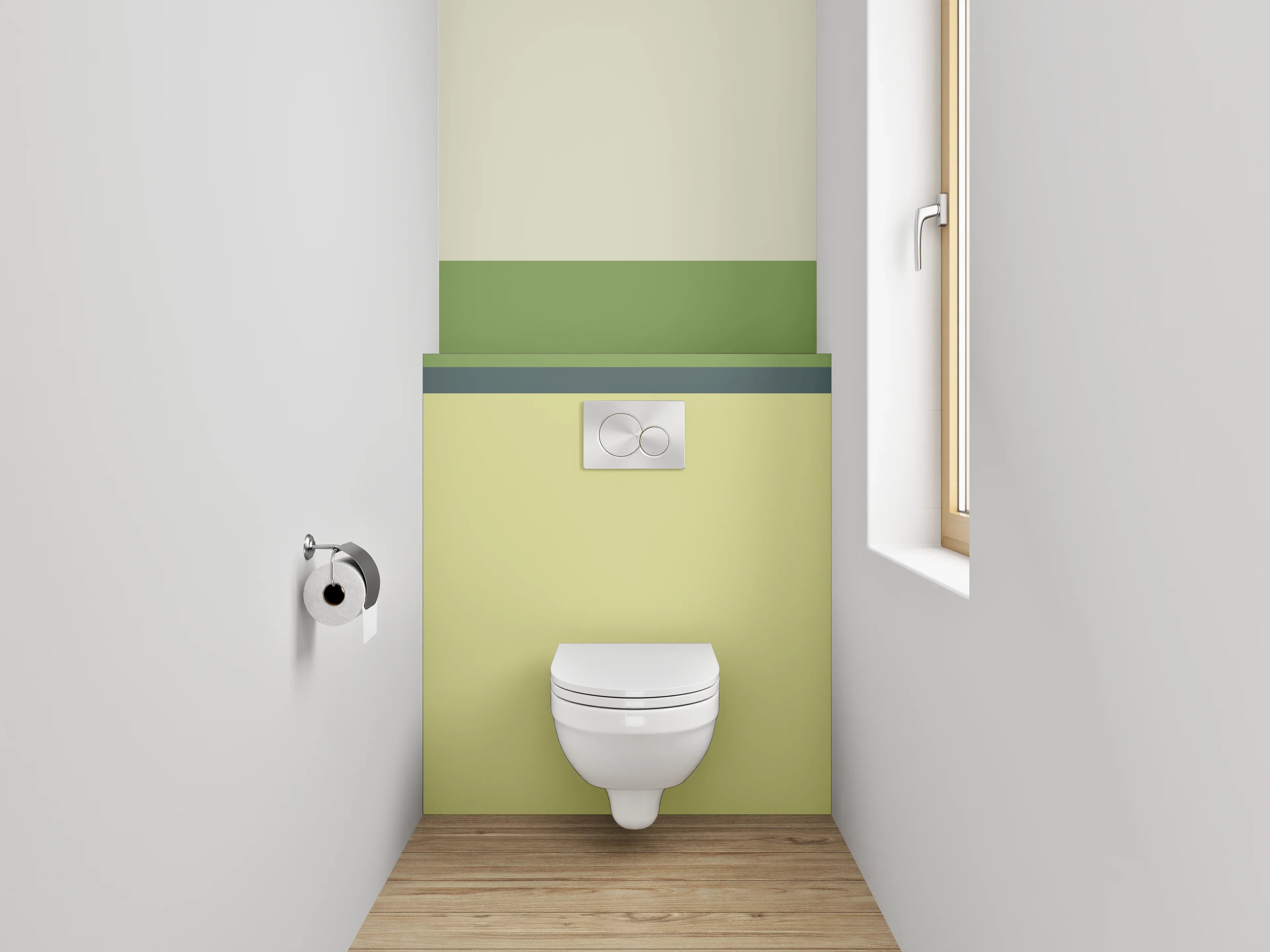 WC-Rückwand - Modernes Streifen Design Grün Gelb