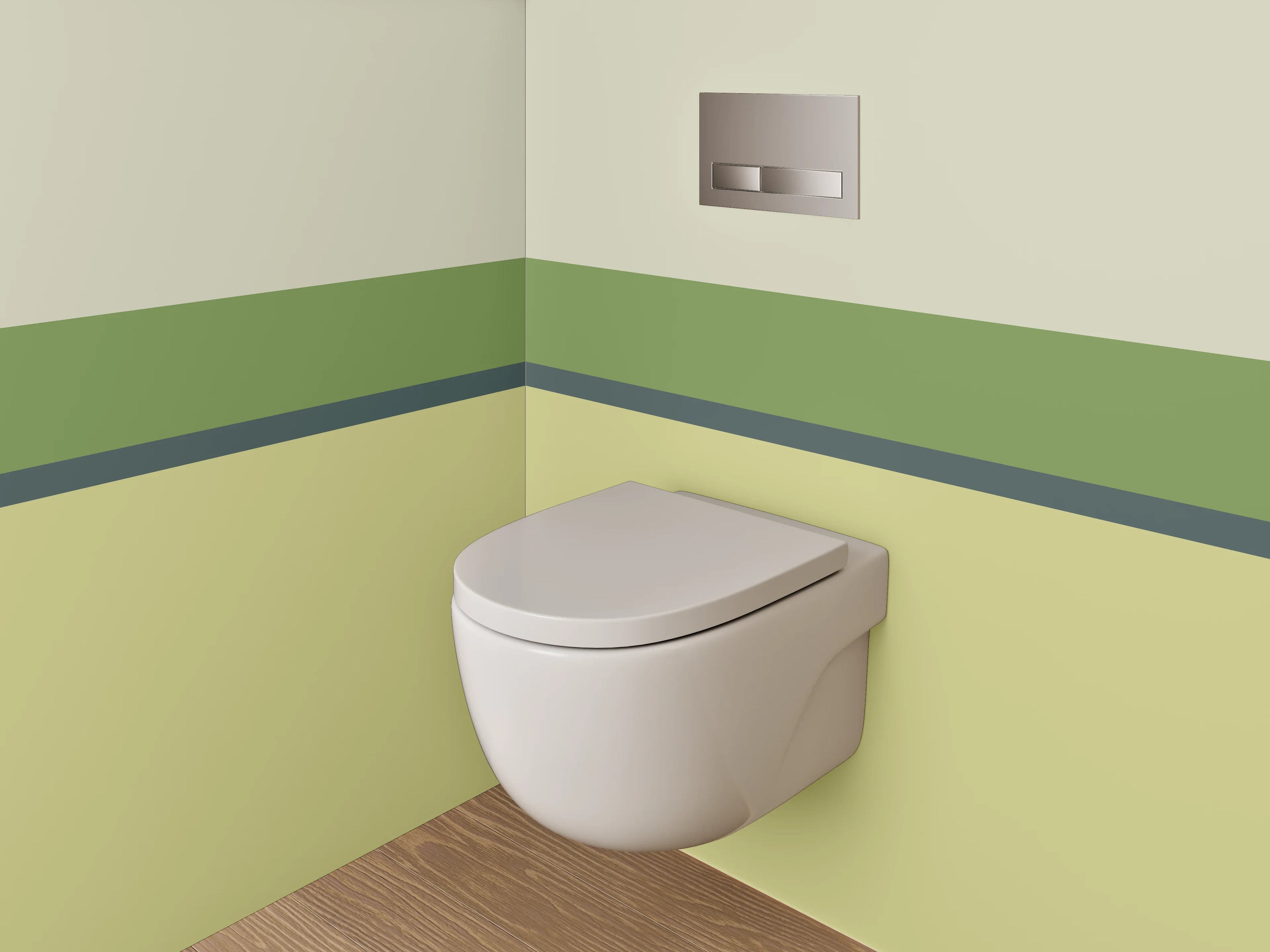 WC-Rückwand - Modernes Streifen Design Grün Gelb