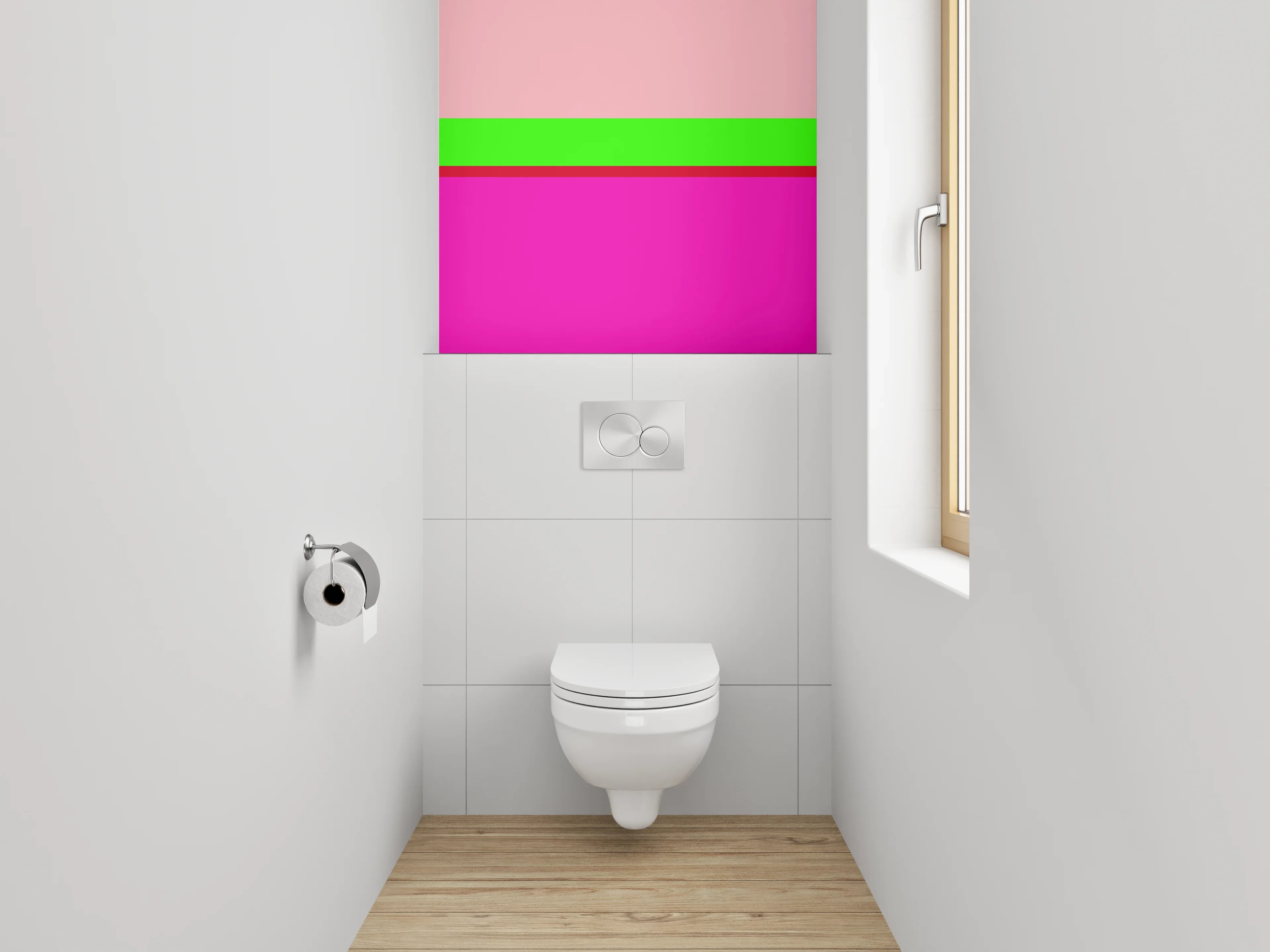 WC-Rückwand - Modernes Streifen-Design Pink Grün Rot