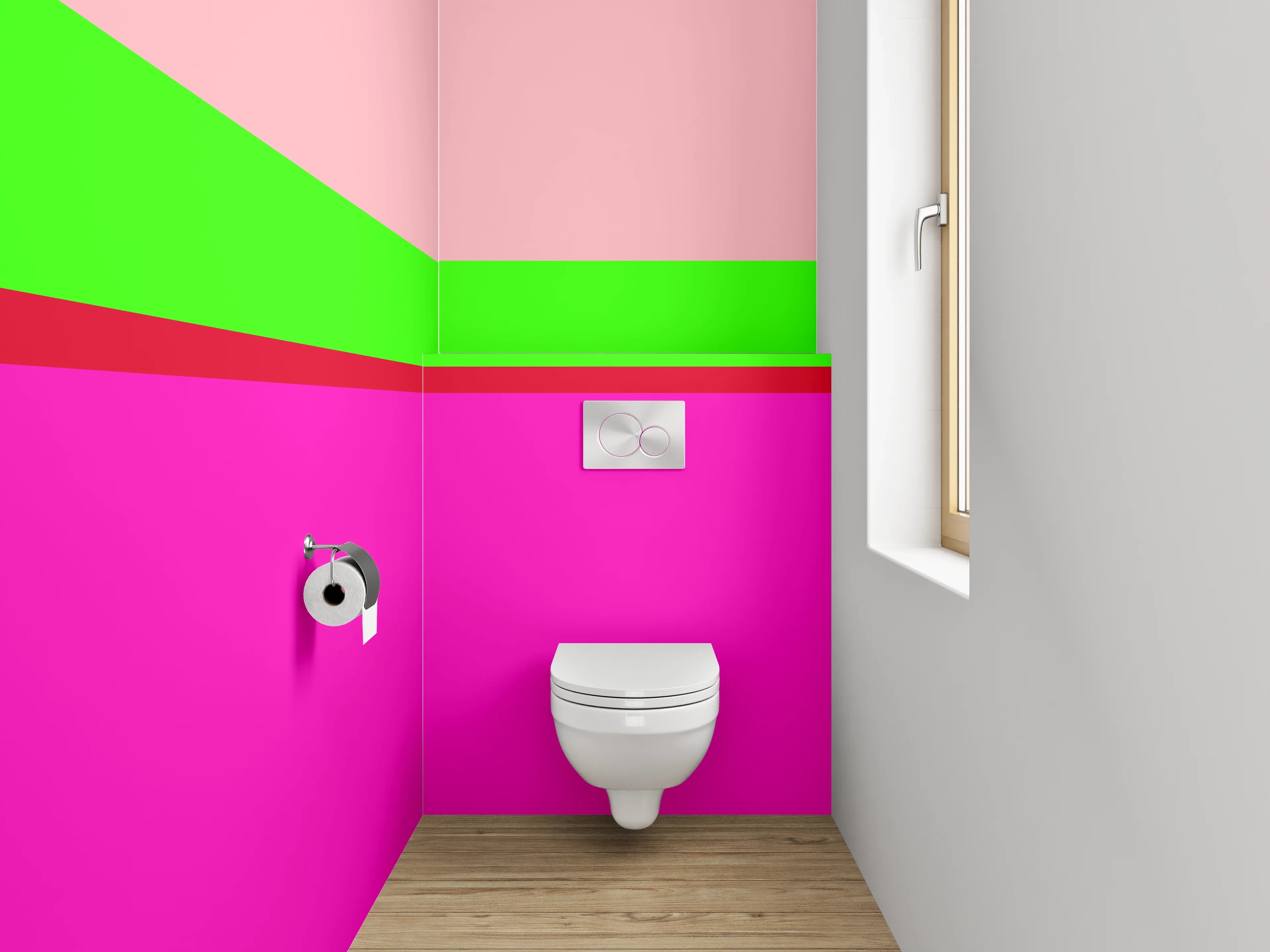 WC-Rückwand - Modernes Streifen-Design Pink Grün Rot