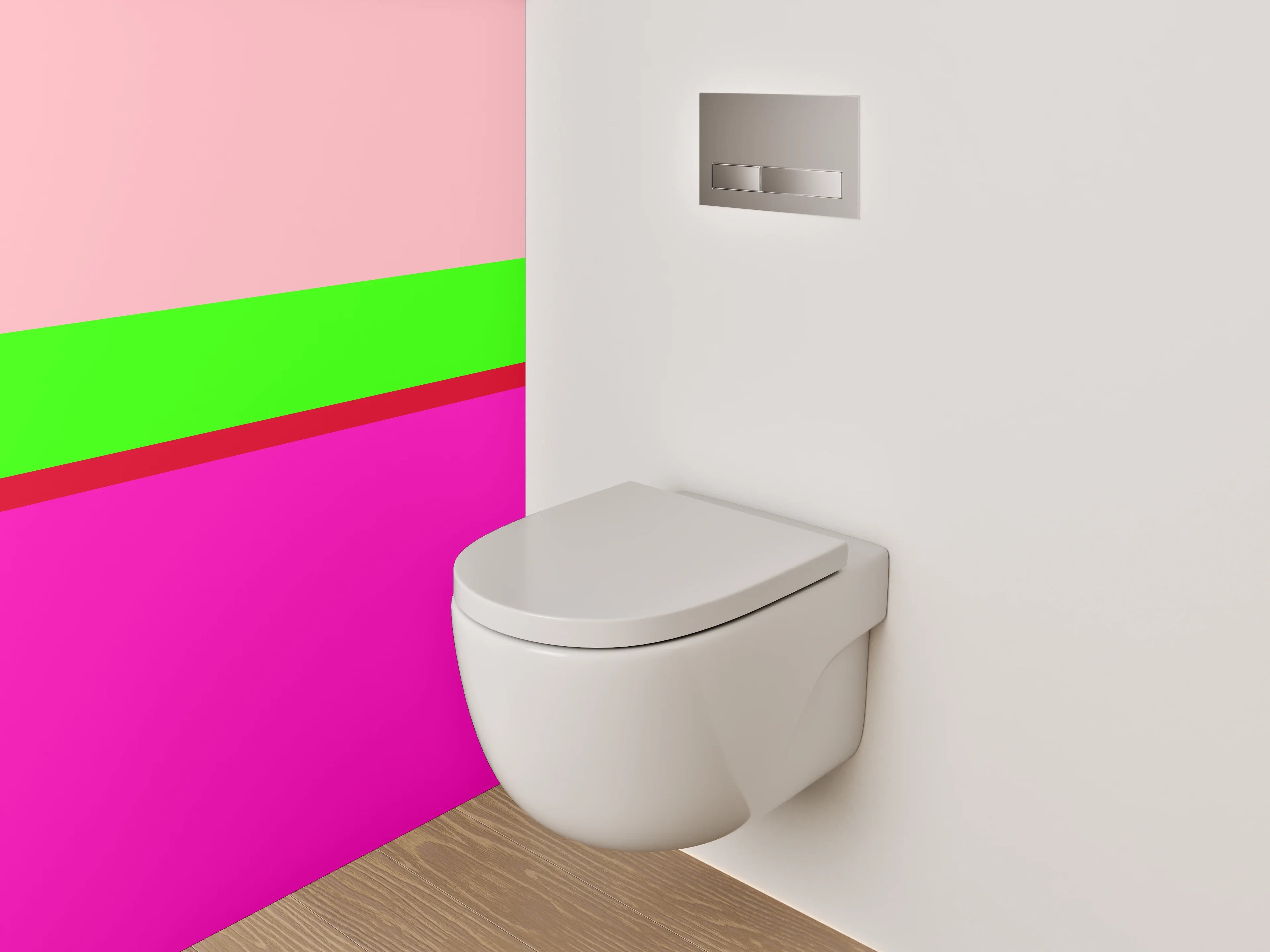 WC-Rückwand - Modernes Streifen-Design Pink Grün Rot