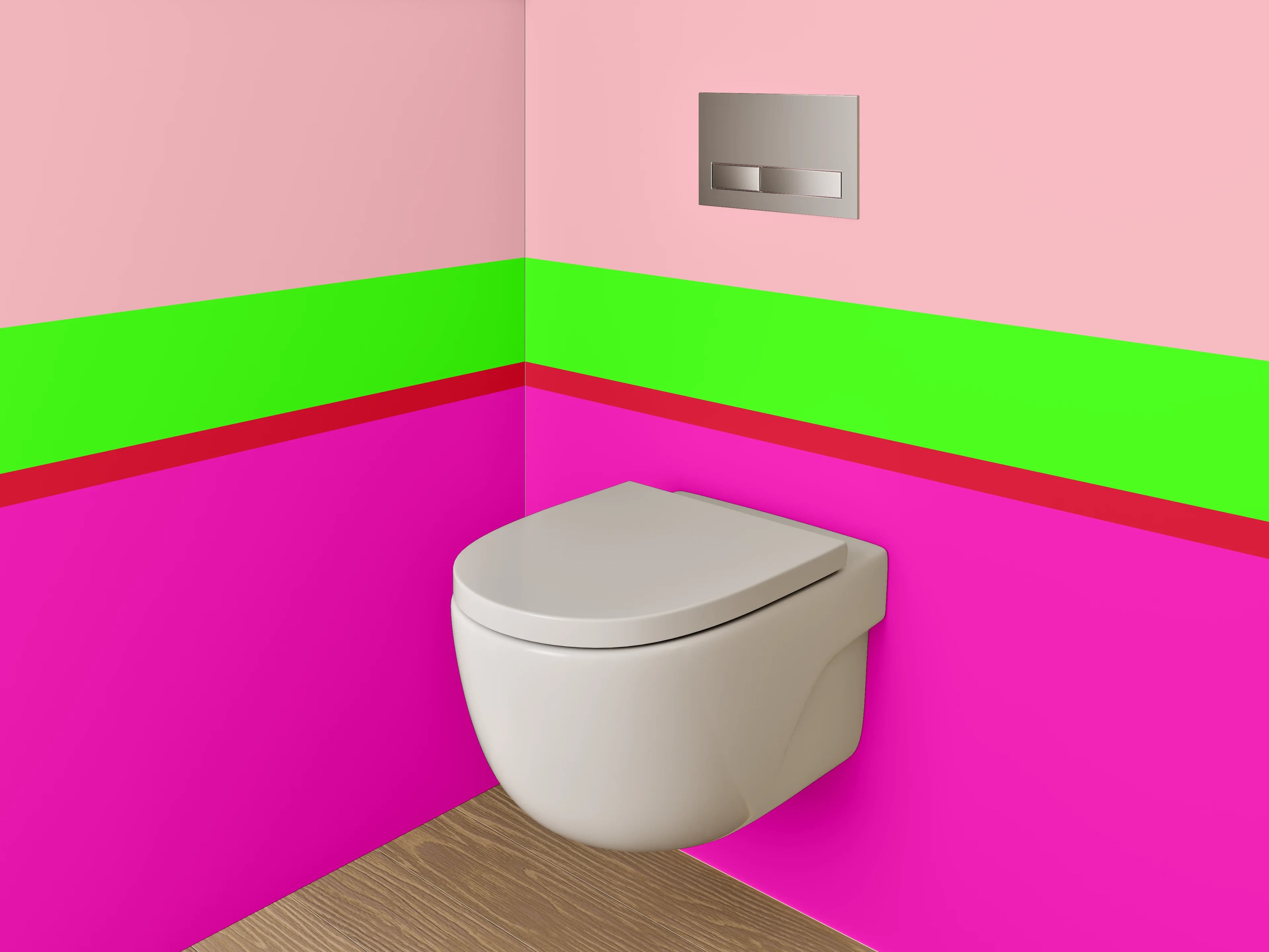 WC-Rückwand - Modernes Streifen-Design Pink Grün Rot