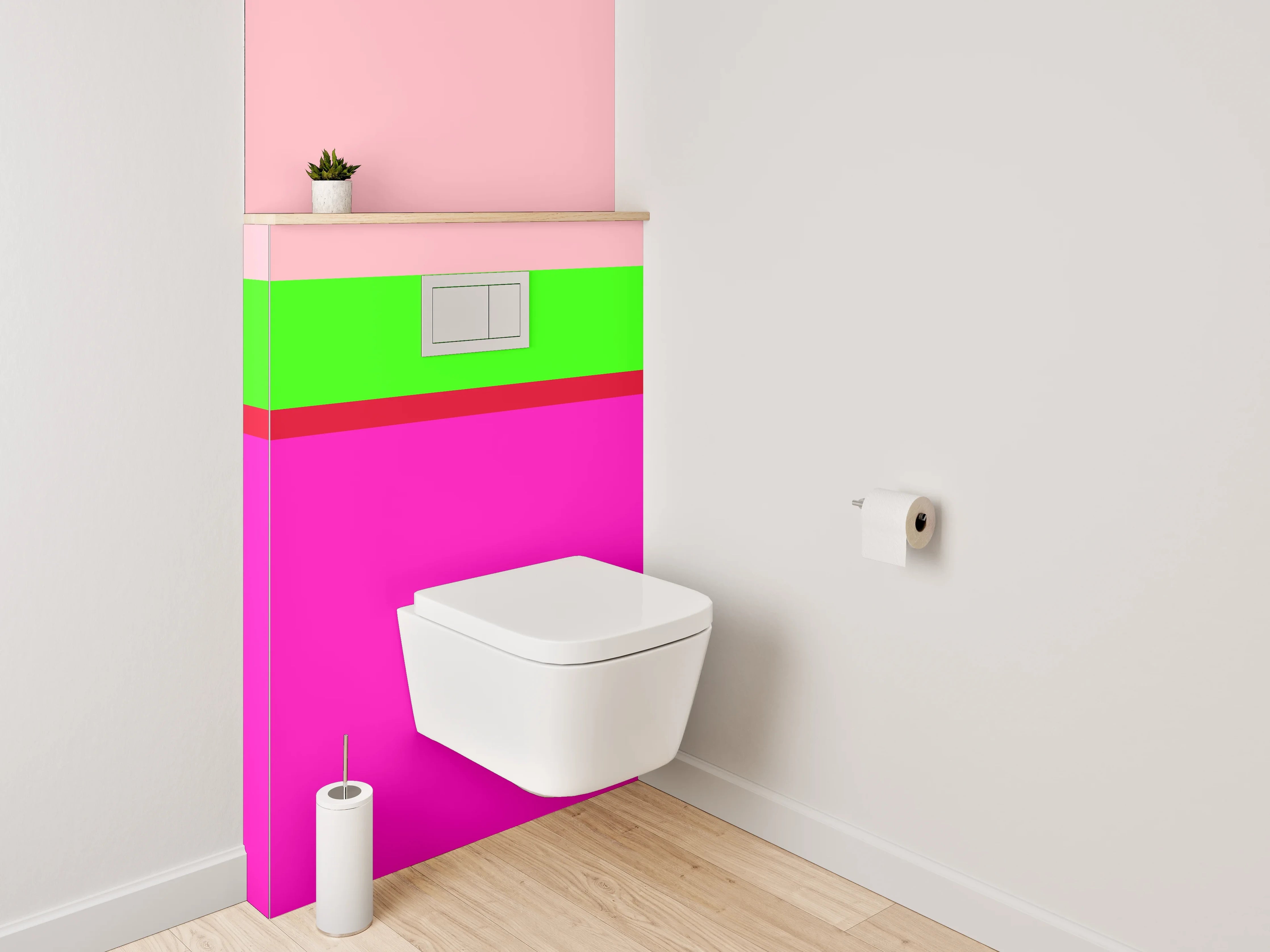 WC-Rückwand - Modernes Streifen-Design Pink Grün Rot