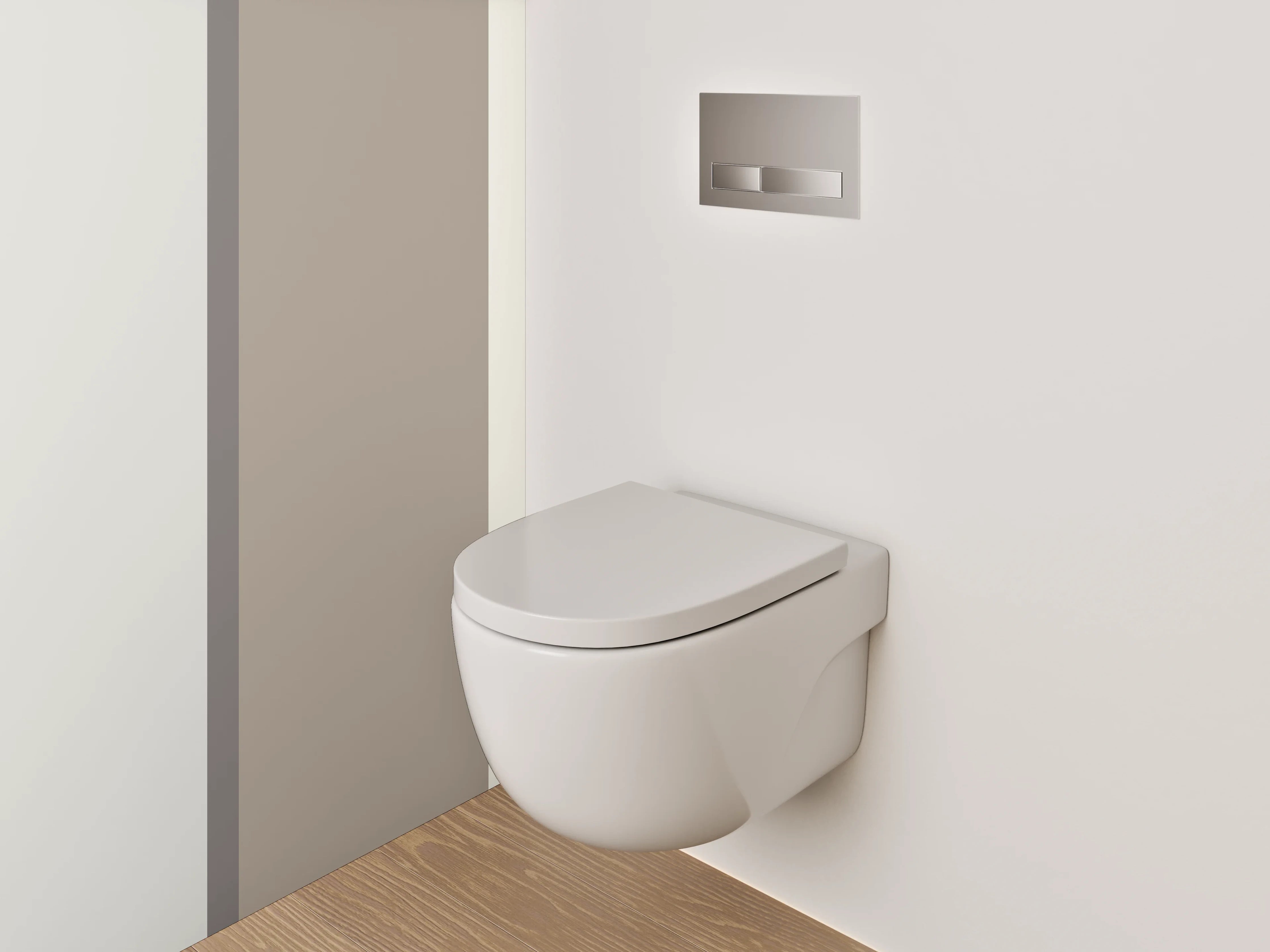 WC-Rückwand - Modernes Streifendekor Weiß Beige Grau
