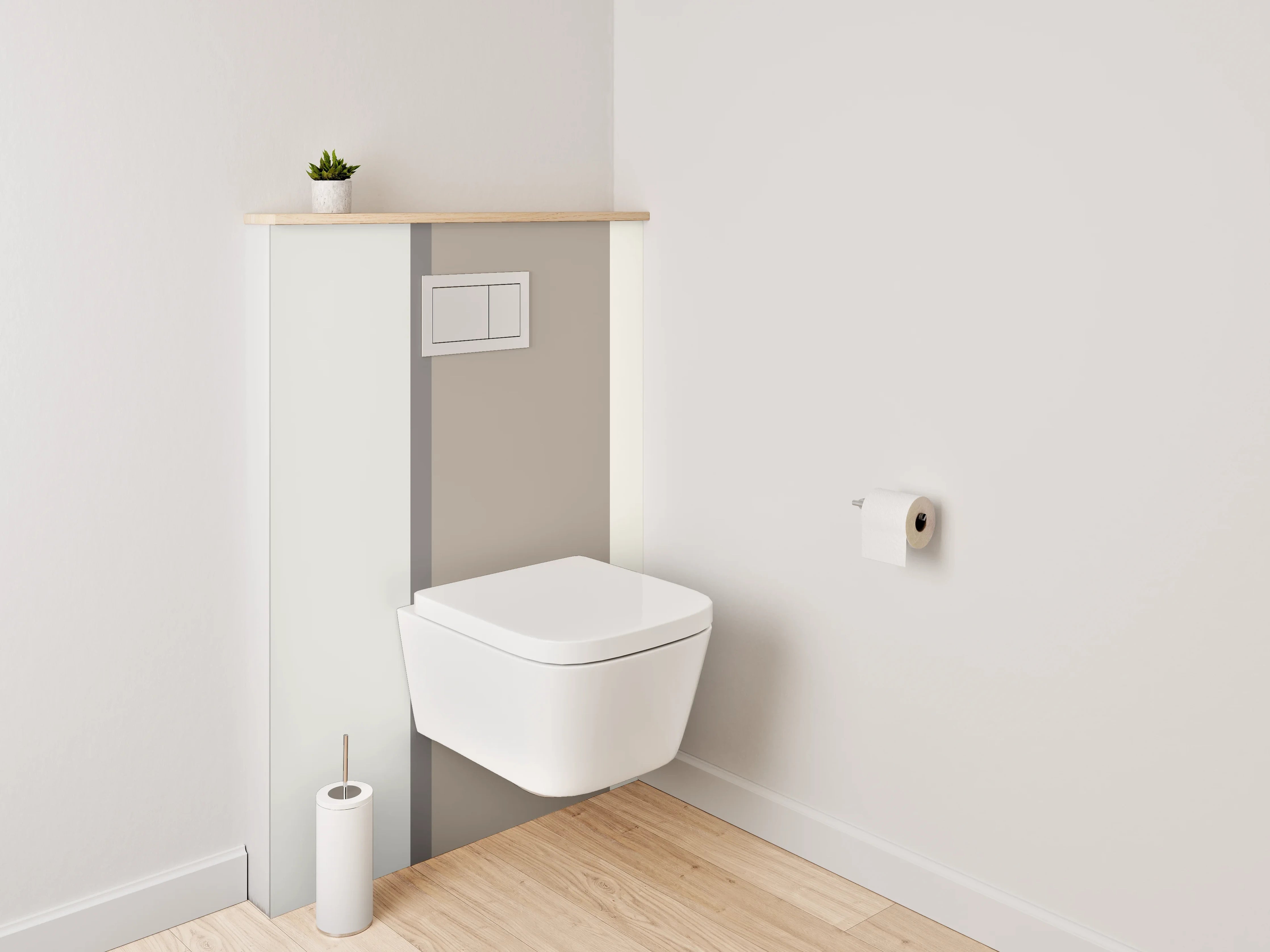 WC-Rückwand - Modernes Streifendekor Weiß Beige Grau