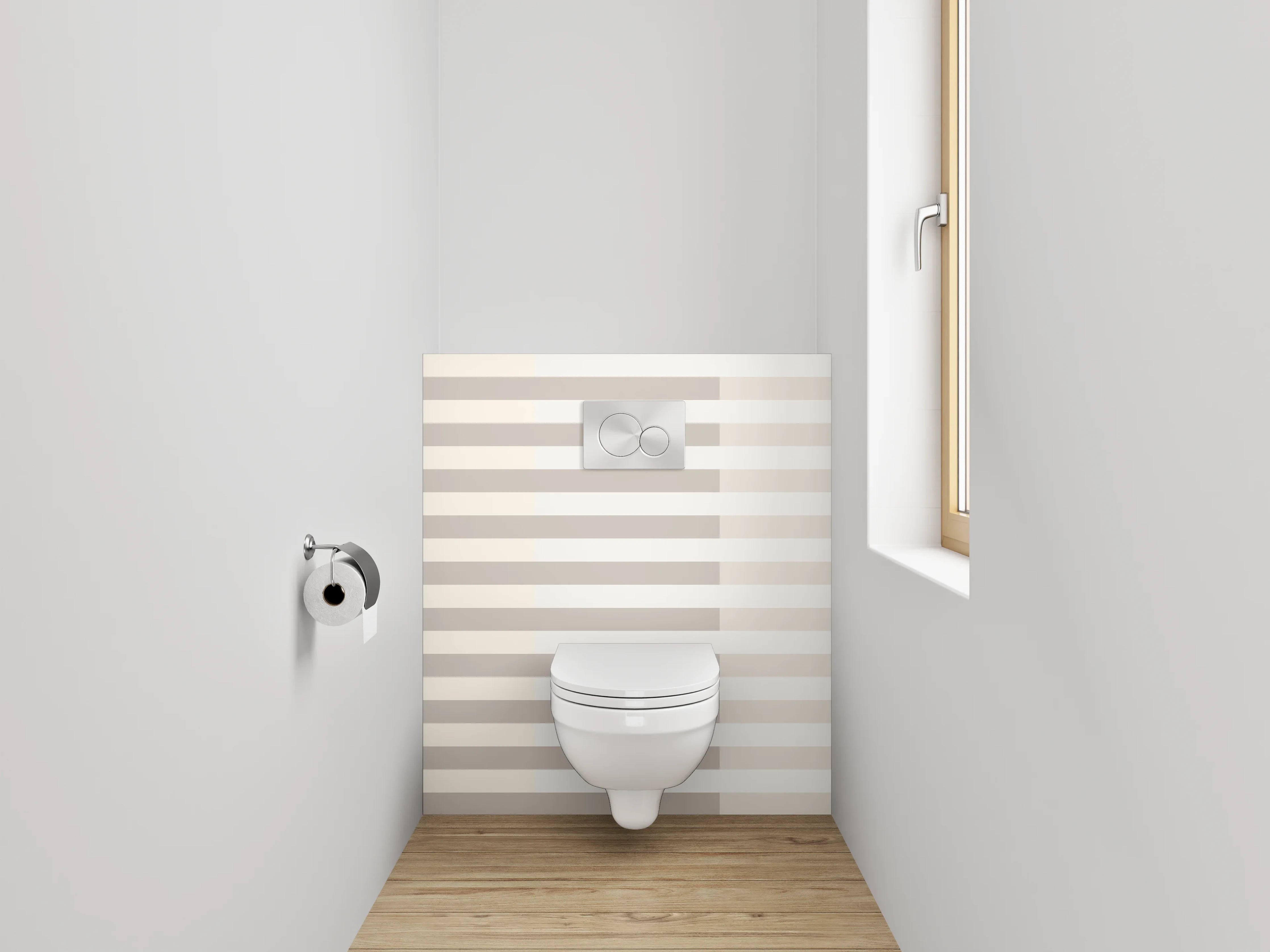 WC-Rückwand - Modernes Streifenmuster Beige Grau Weiß