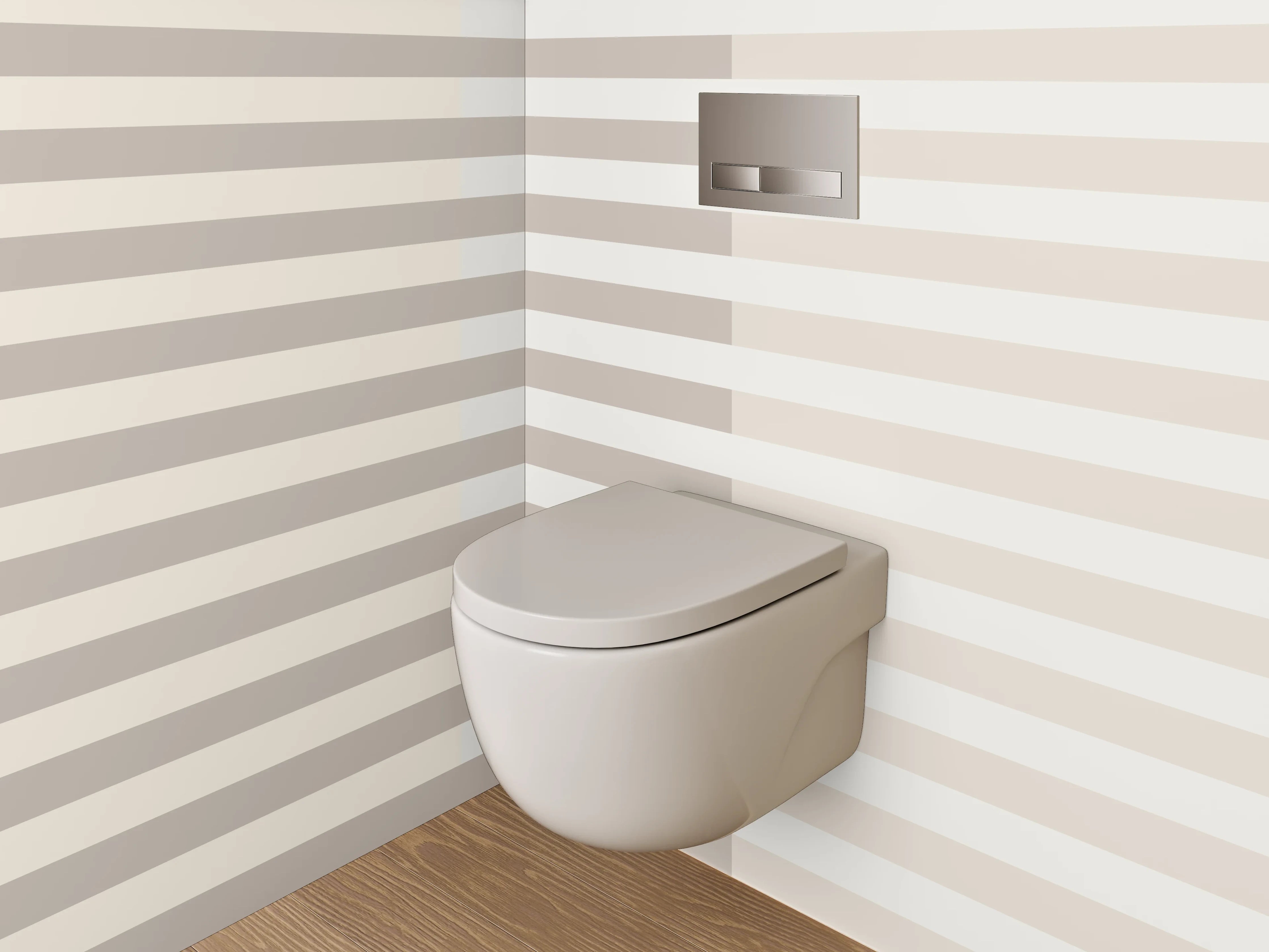 WC-Rückwand - Modernes Streifenmuster Beige Grau Weiß