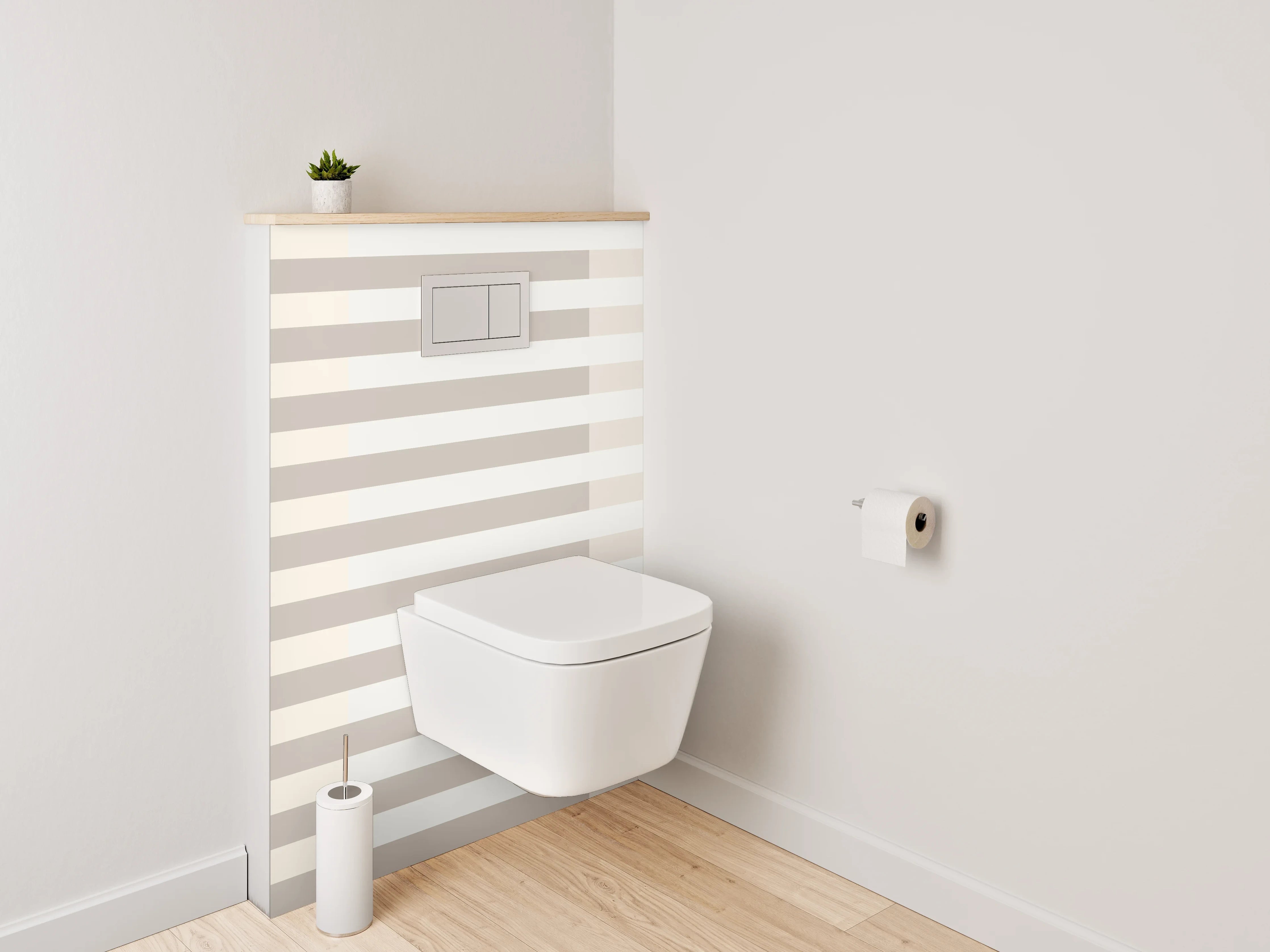 WC-Rückwand - Modernes Streifenmuster Beige Grau Weiß