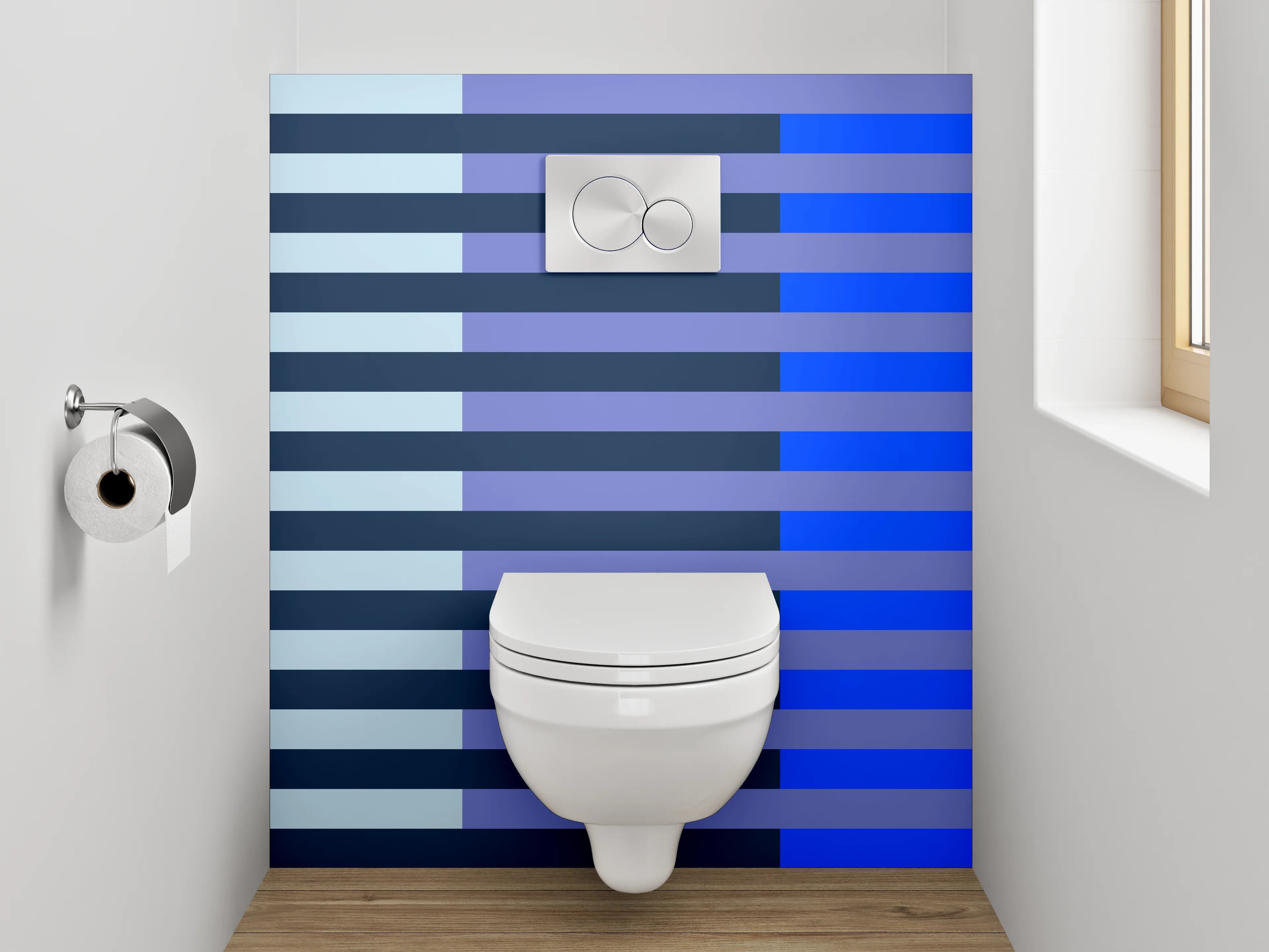 WC-Rückwand - Modernes Streifenmuster Blau Grau