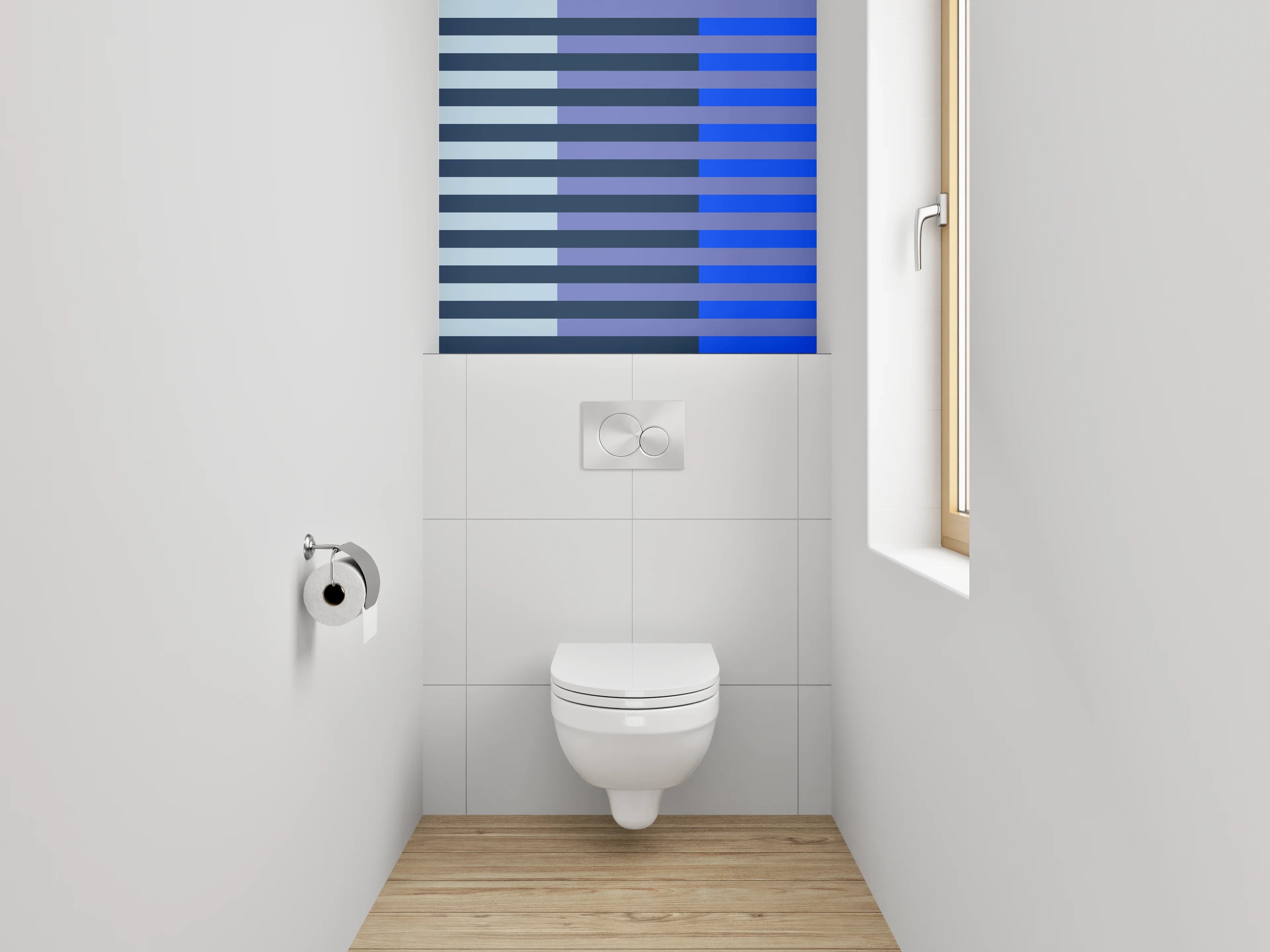 WC-Rückwand - Modernes Streifenmuster Blau Grau