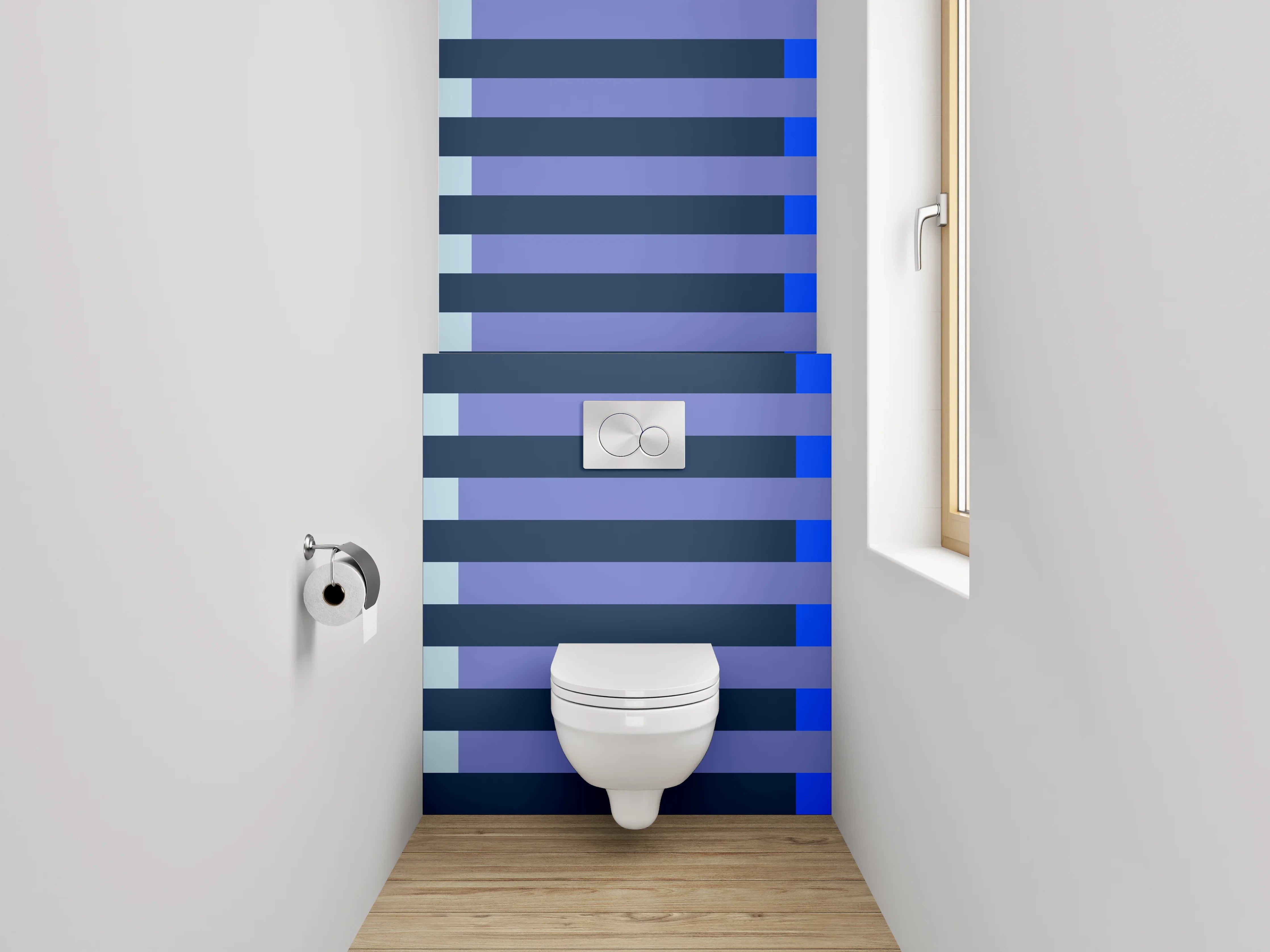WC-Rückwand - Modernes Streifenmuster Blau Grau