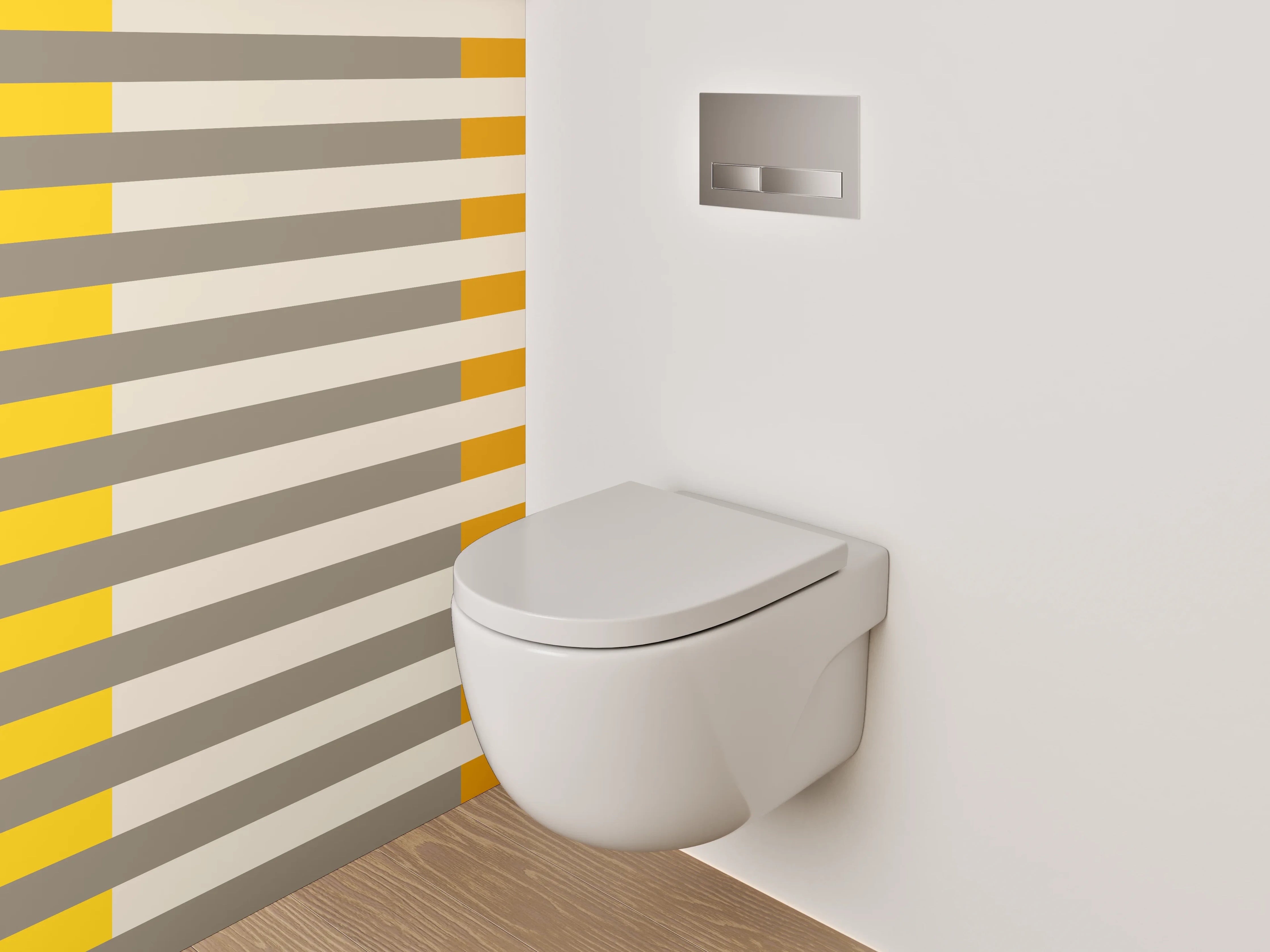 WC-Rückwand - Modernes Streifenmuster Gelb Grau Beige
