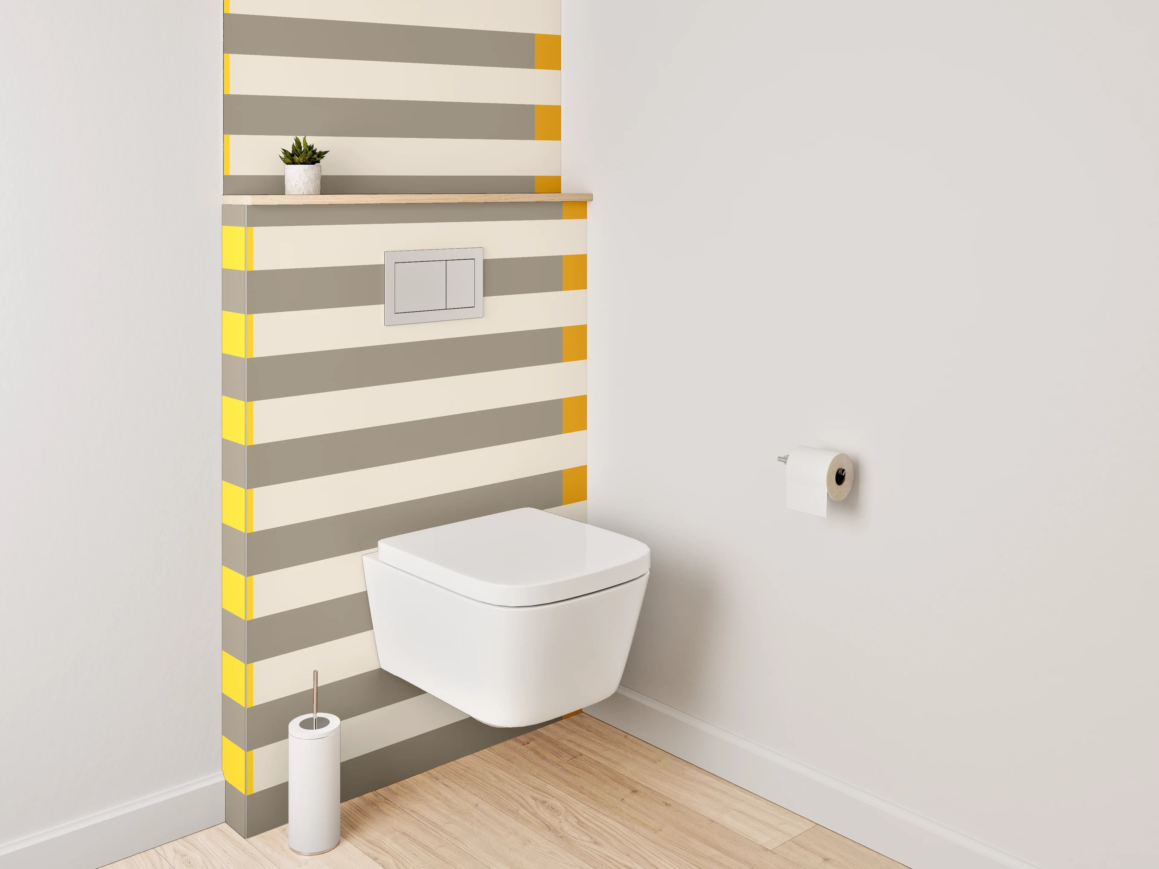 WC-Rückwand - Modernes Streifenmuster Gelb Grau Beige