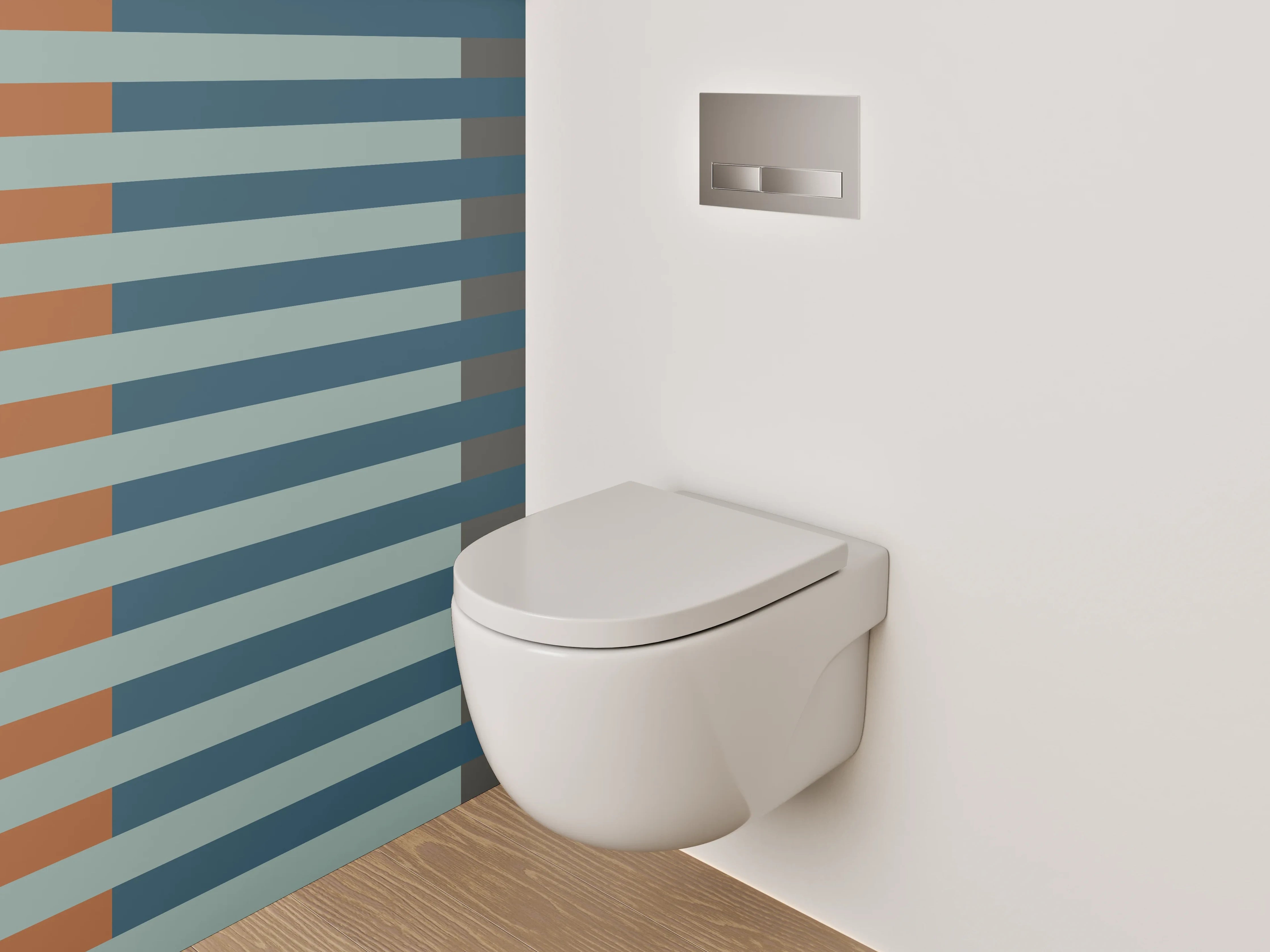 WC-Rückwand - Modernes Streifenmuster Orange Blau