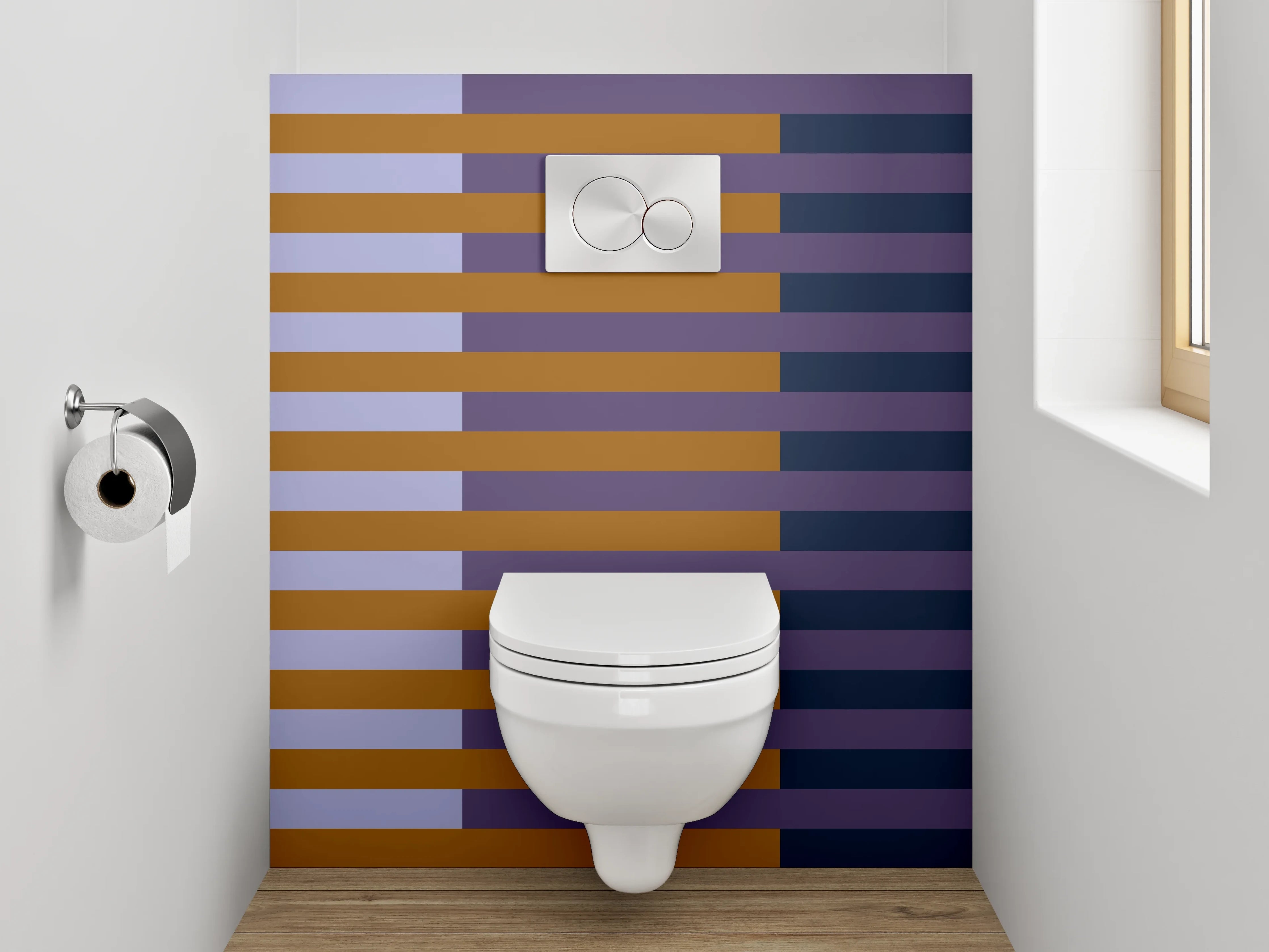 WC-Rückwand - Modernes Streifenmuster Retro-Look