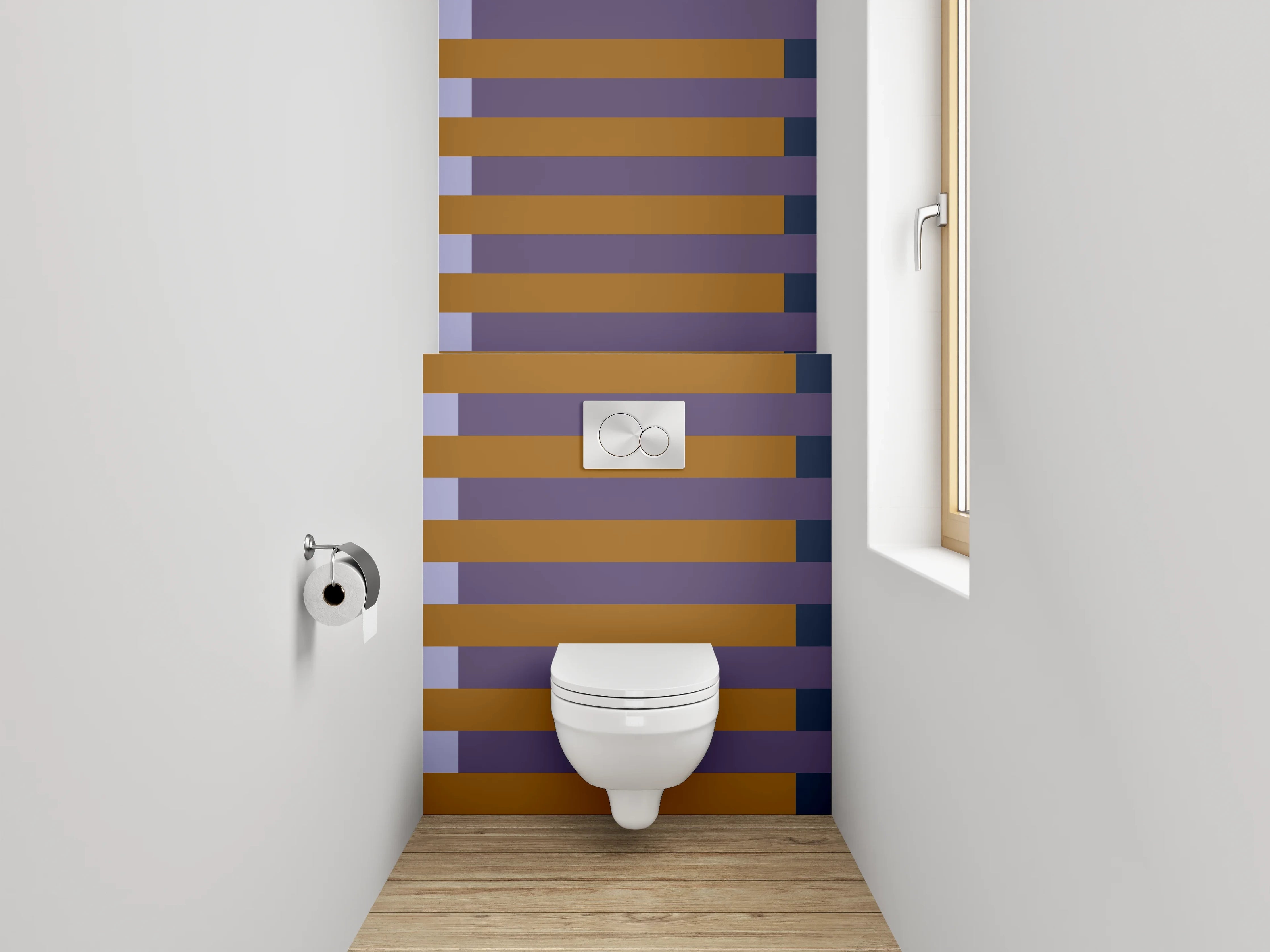 WC-Rückwand - Modernes Streifenmuster Retro-Look
