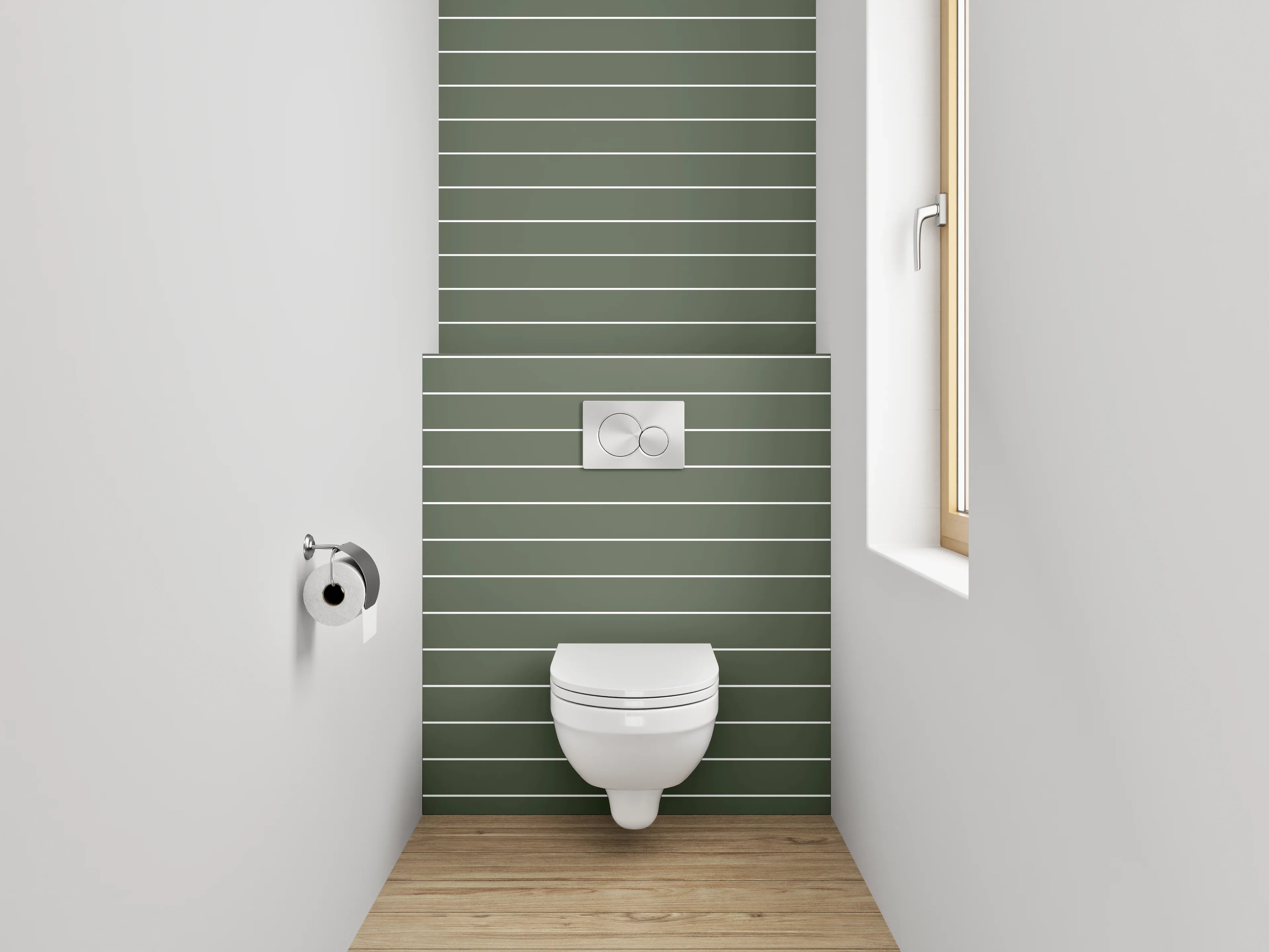 WC-Rückwand - Modernes Streifenmuster grün-weiß