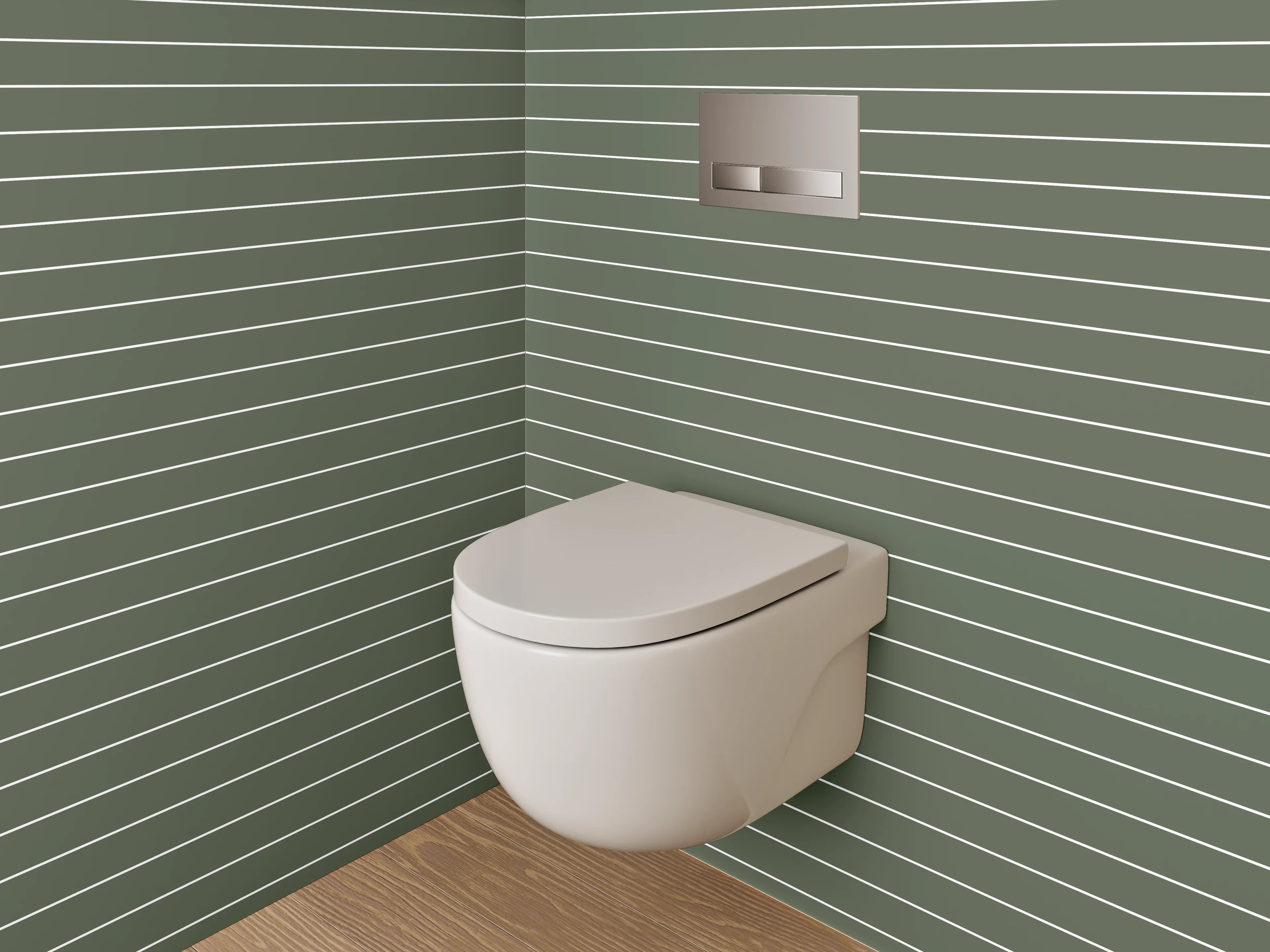WC-Rückwand - Modernes Streifenmuster grün-weiß