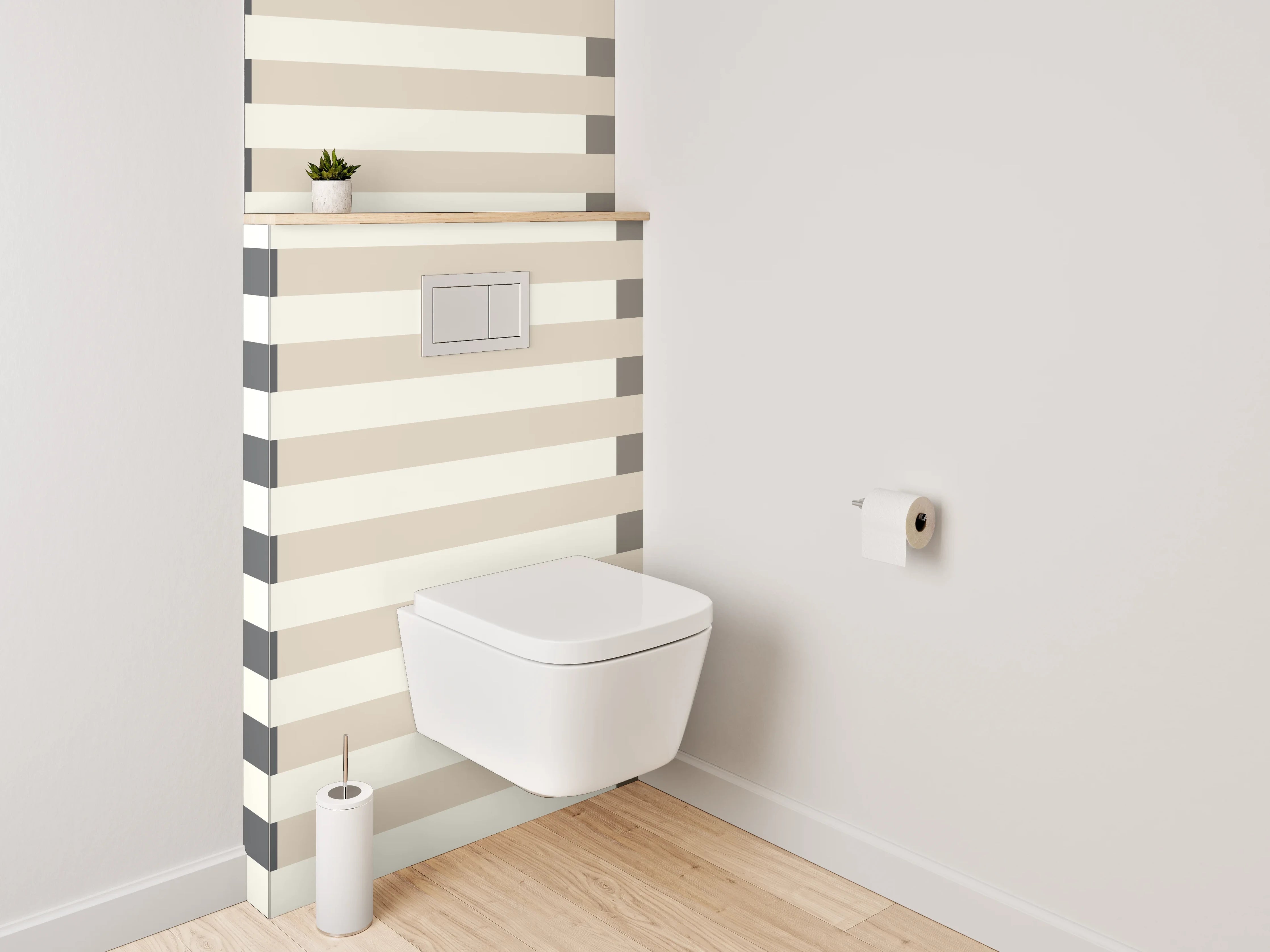 WC-Rückwand - Modernes Streifenmuster in Beige Grau Weiß