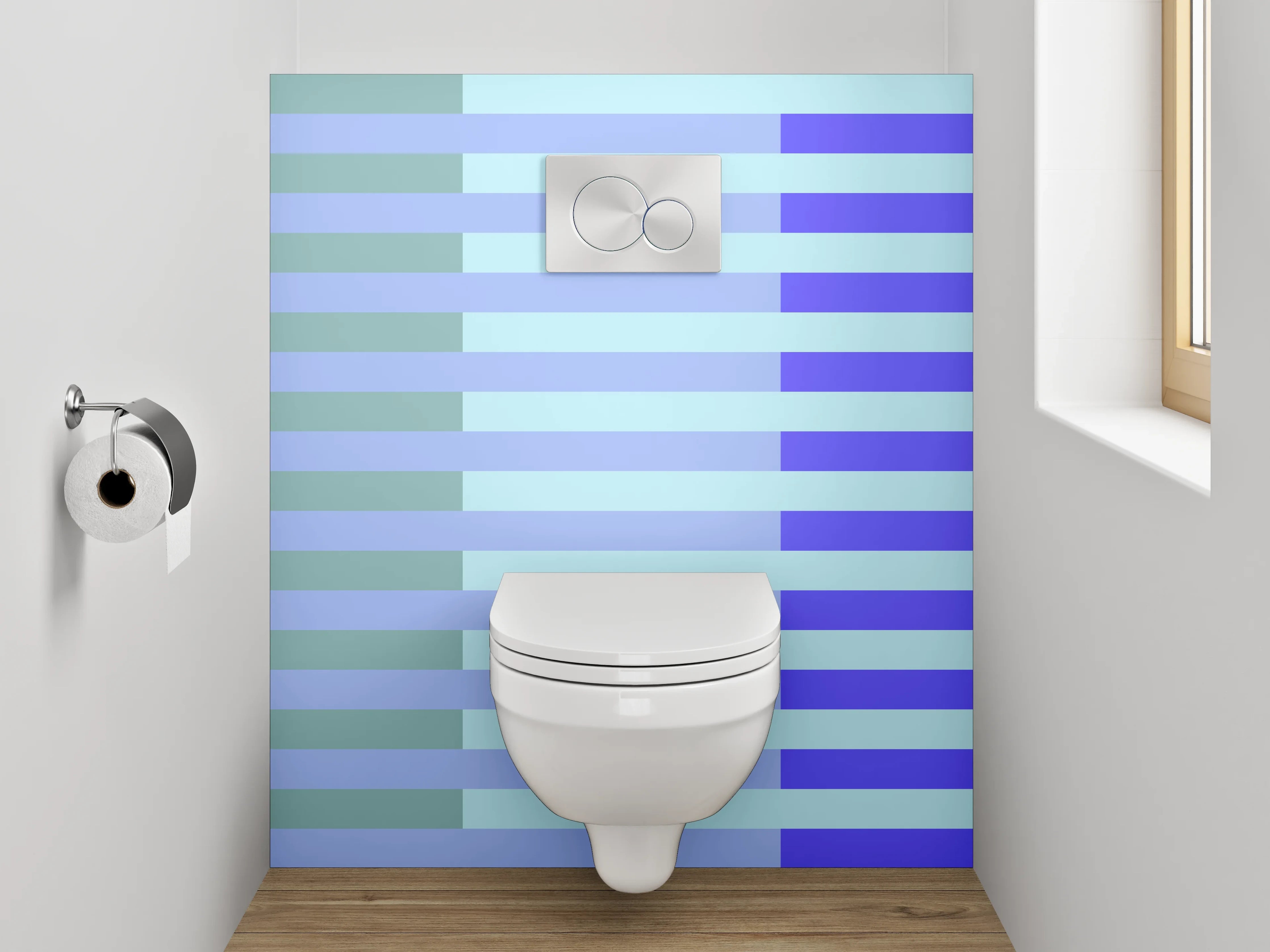 WC-Rückwand - Modernes Streifenmuster in Blau