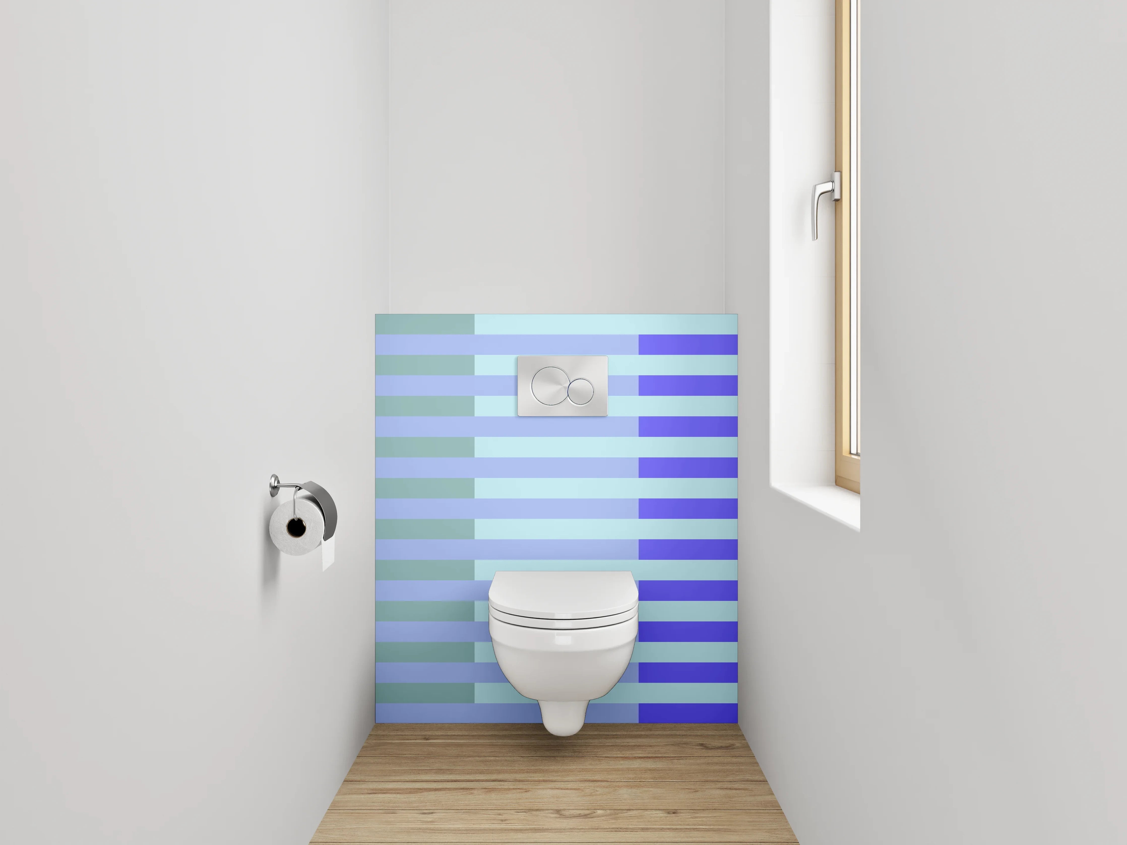 WC-Rückwand - Modernes Streifenmuster in Blau