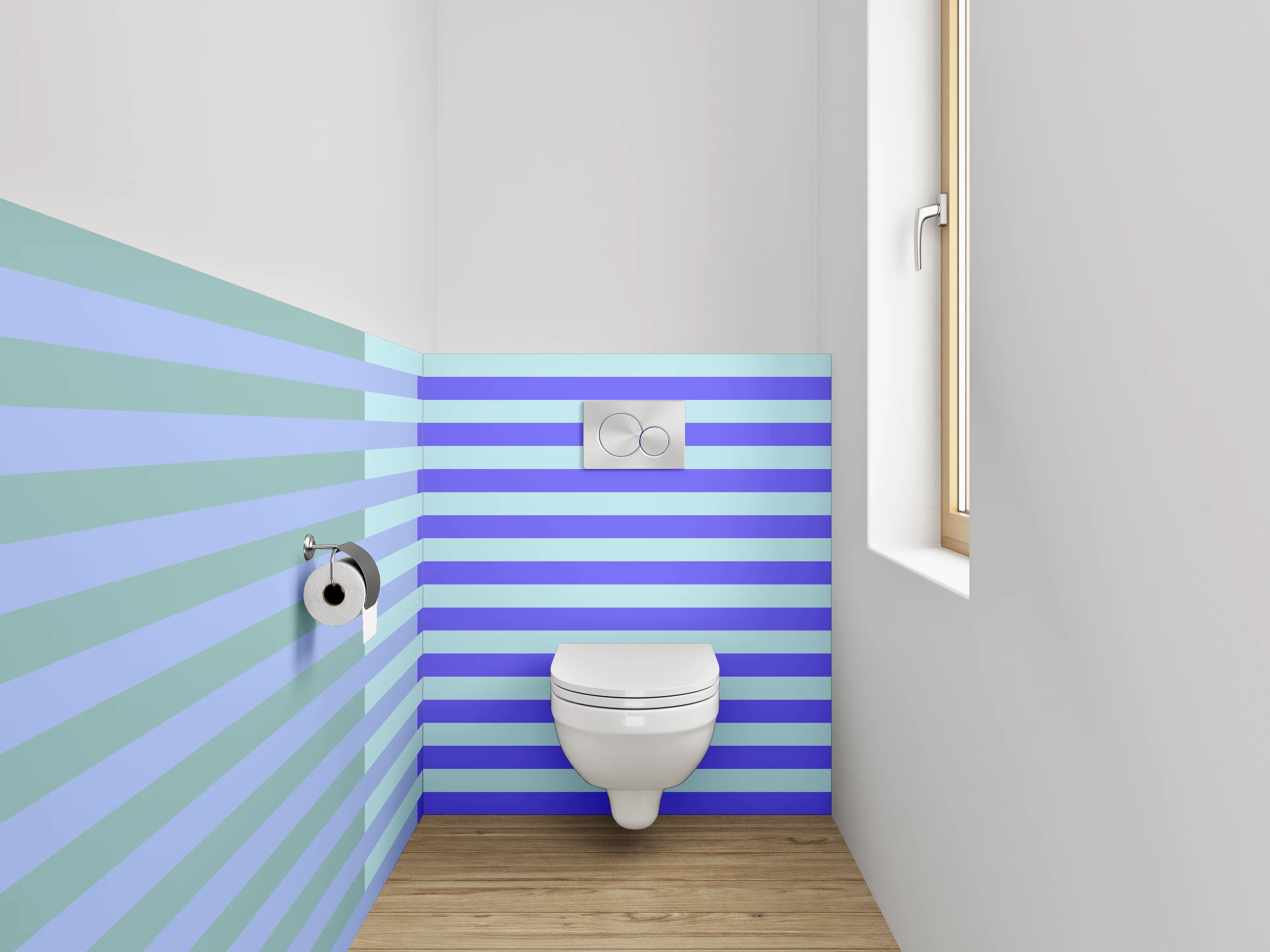 WC-Rückwand - Modernes Streifenmuster in Blau