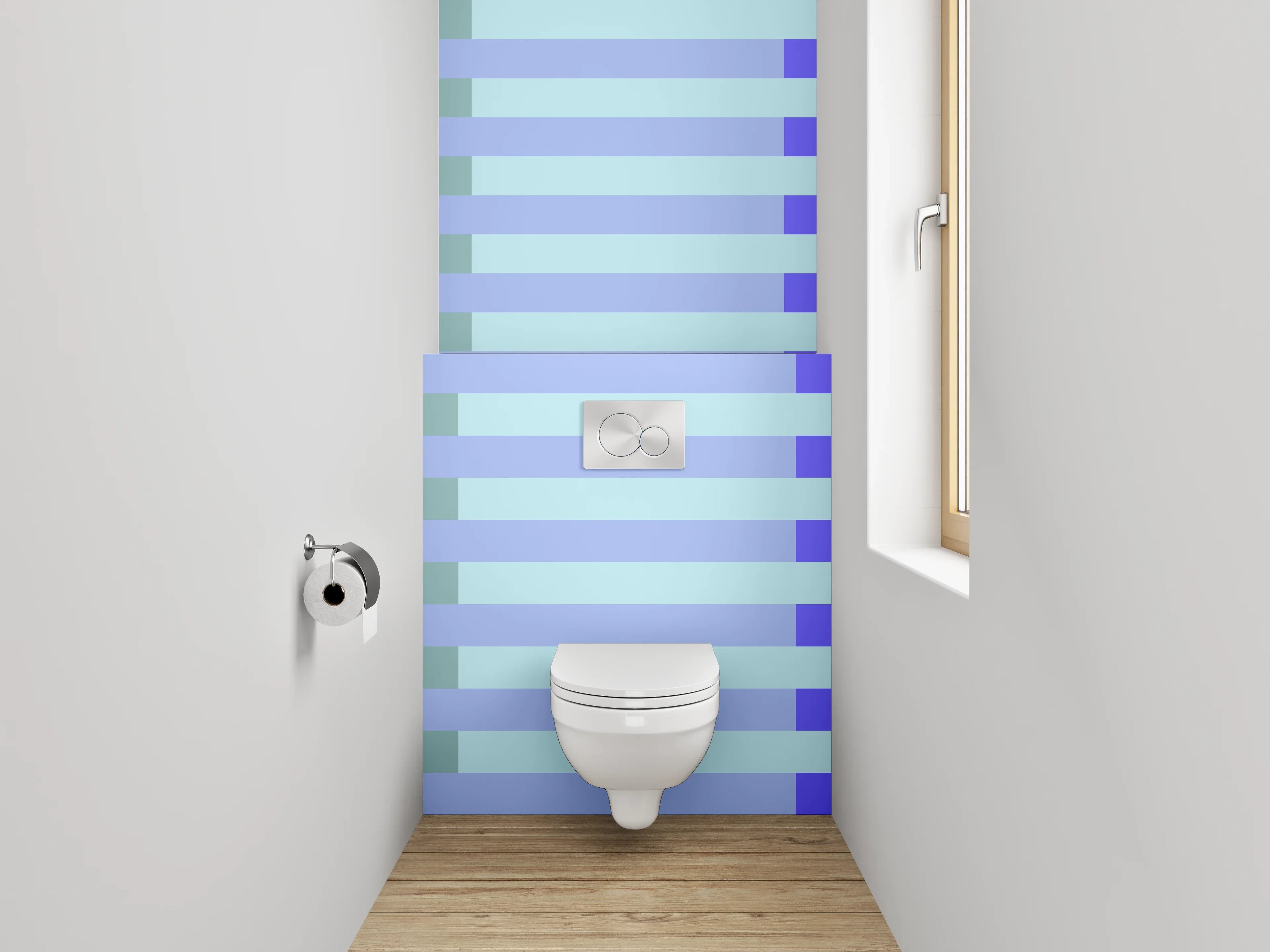WC-Rückwand - Modernes Streifenmuster in Blau