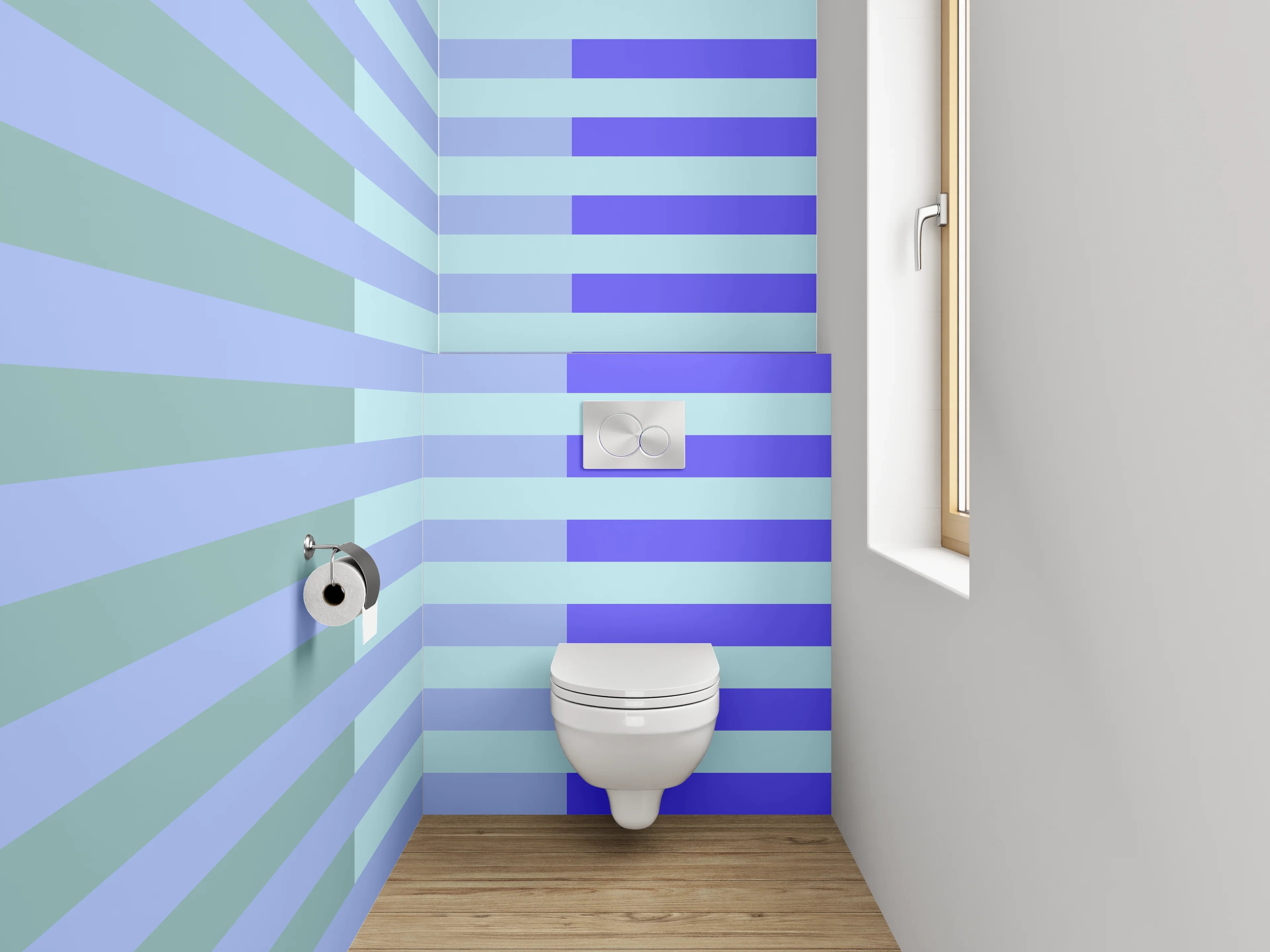 WC-Rückwand - Modernes Streifenmuster in Blau