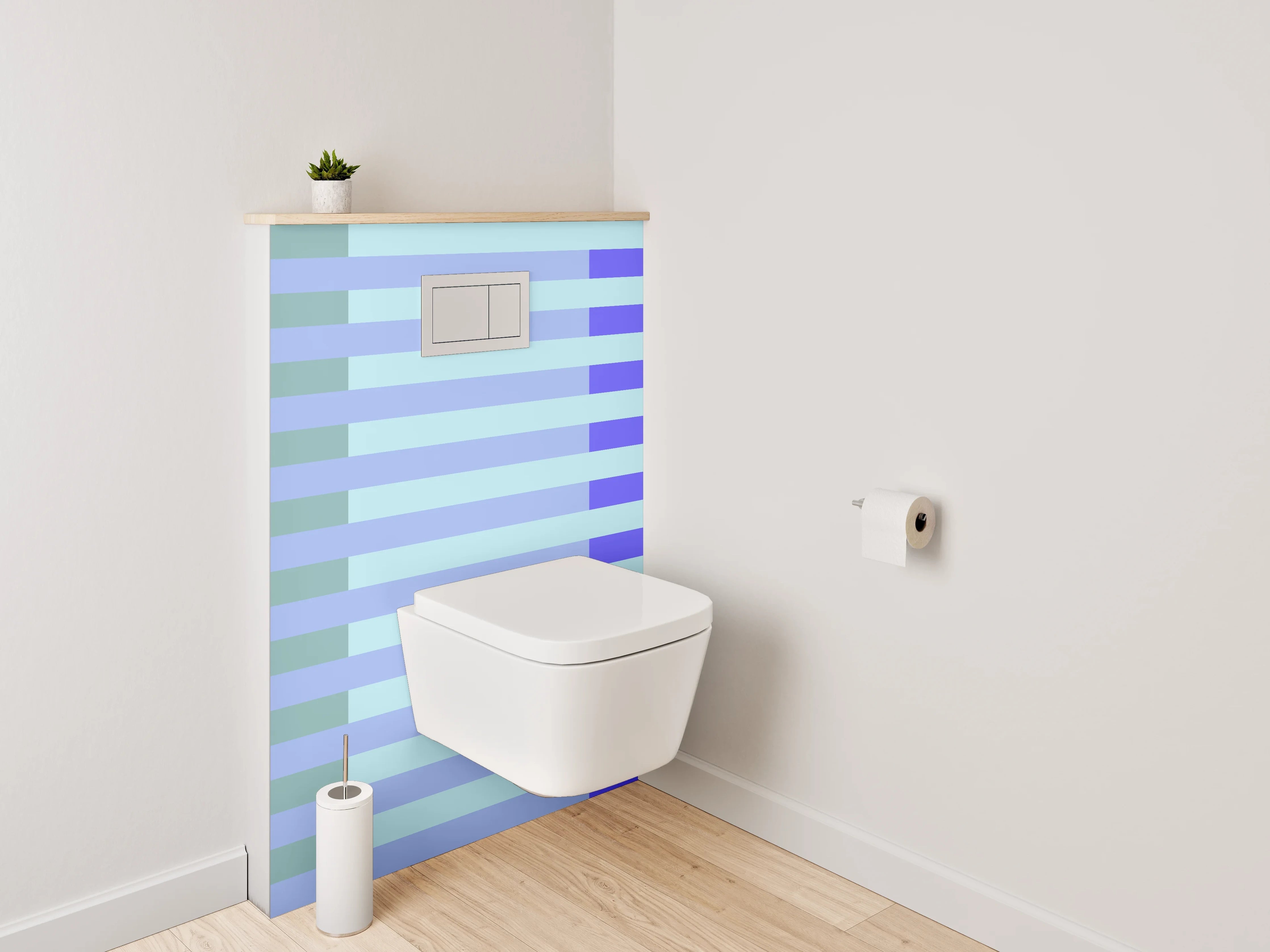 WC-Rückwand - Modernes Streifenmuster in Blau
