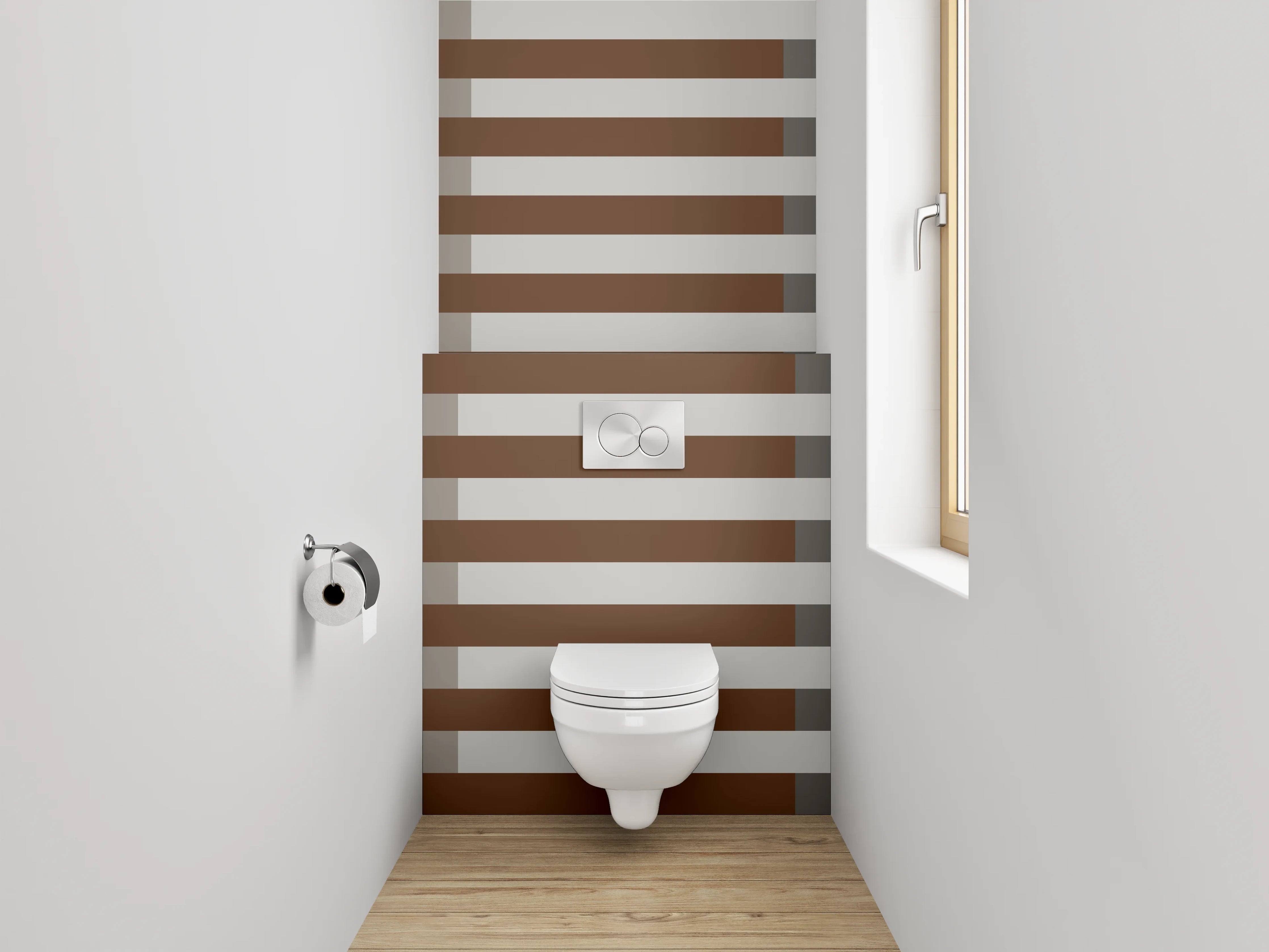 WC-Rückwand - Modernes Streifenmuster in Braun und Grau
