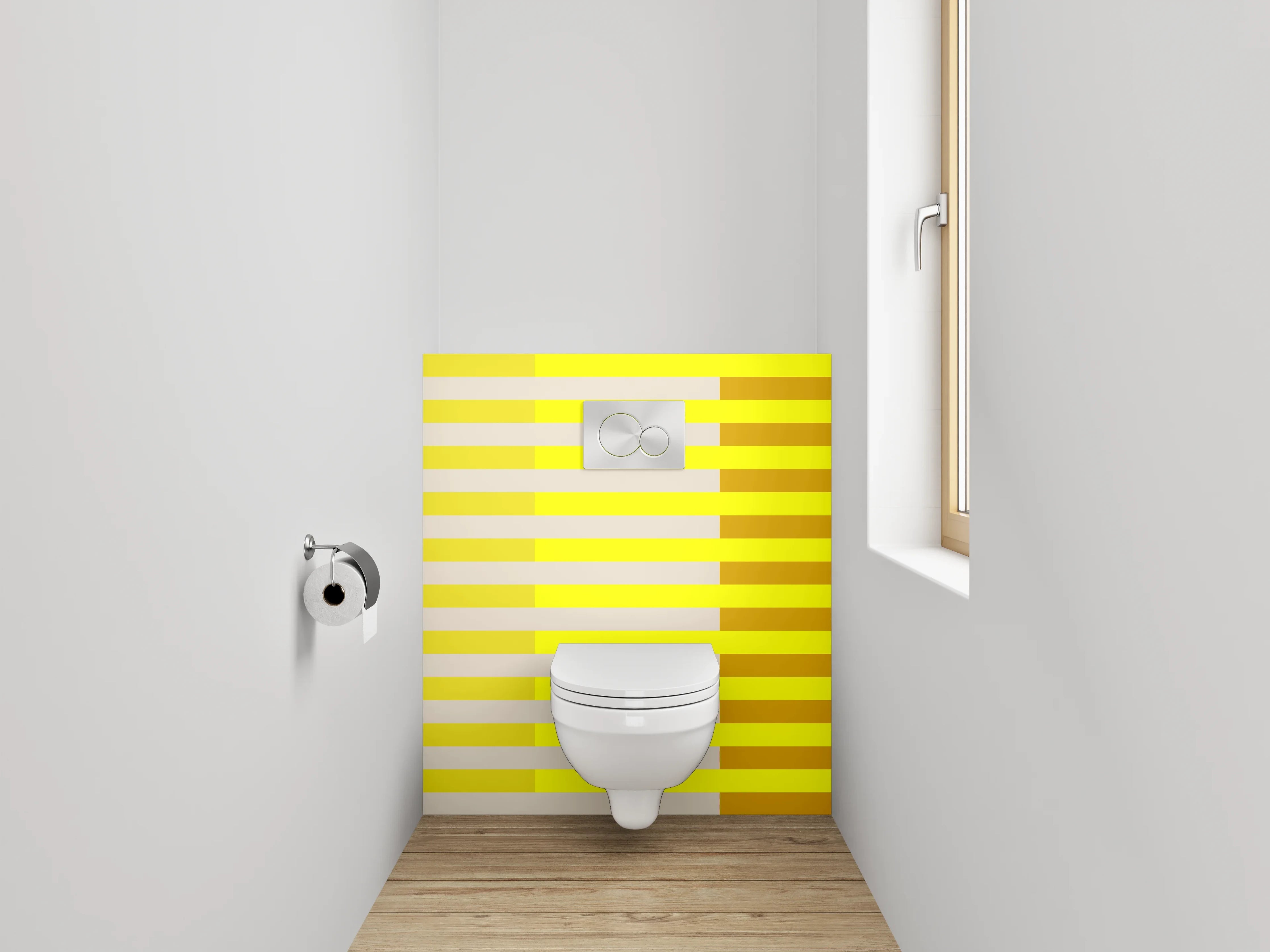 WC-Rückwand - Modernes Streifenmuster in Gelb und Beige