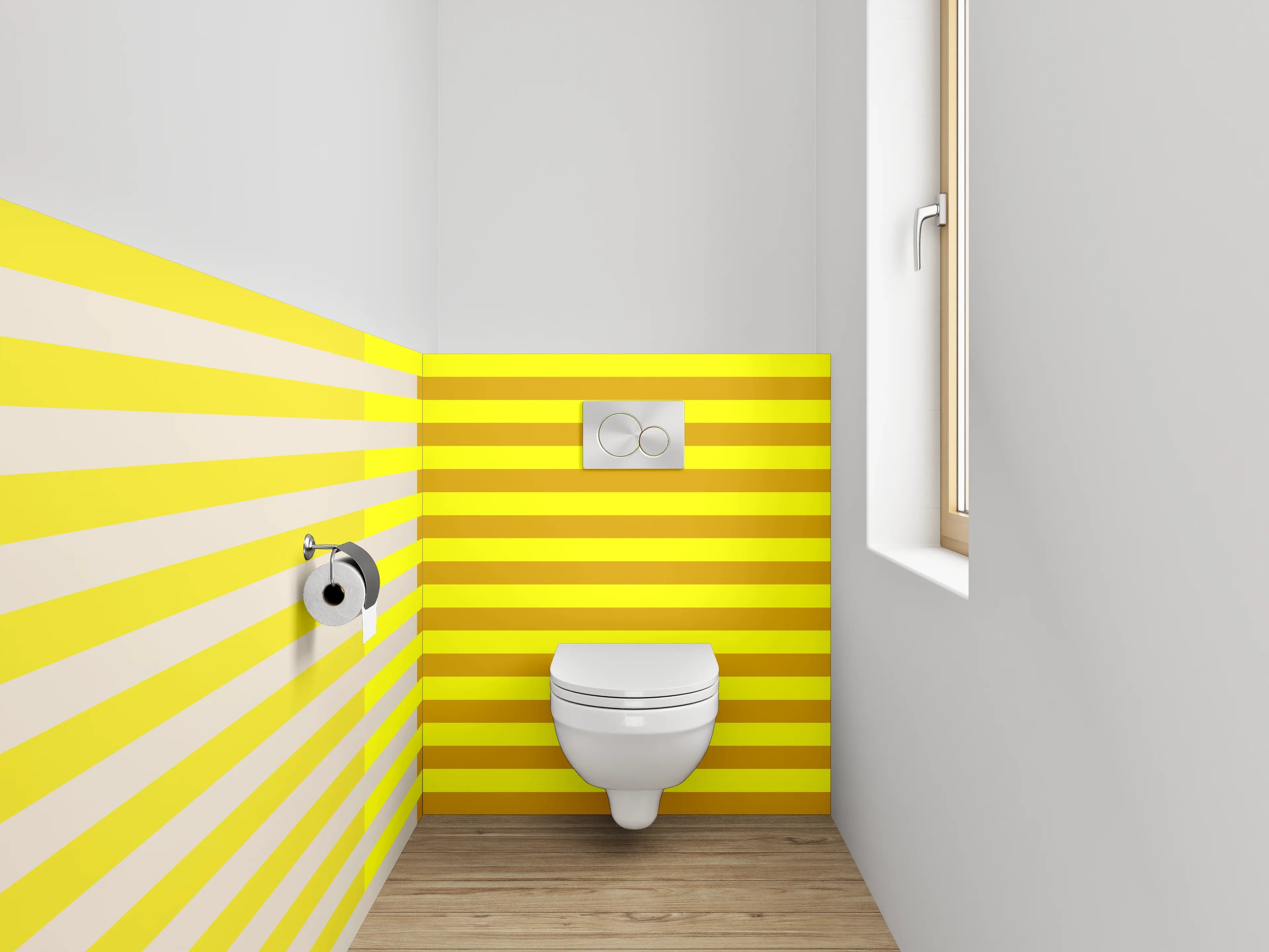 WC-Rückwand - Modernes Streifenmuster in Gelb und Beige