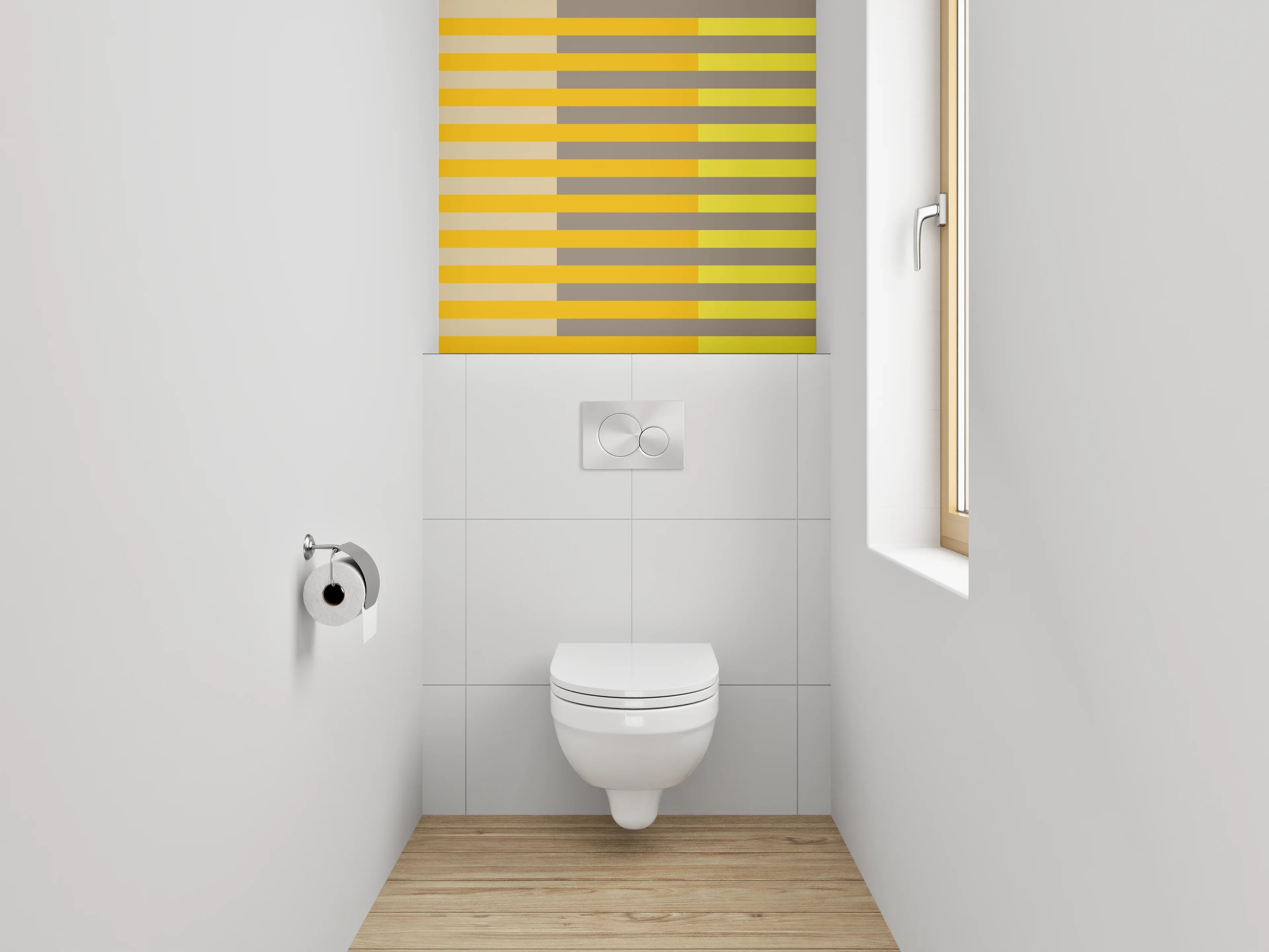 WC-Rückwand - Modernes Streifenmuster in Gelb und Orange