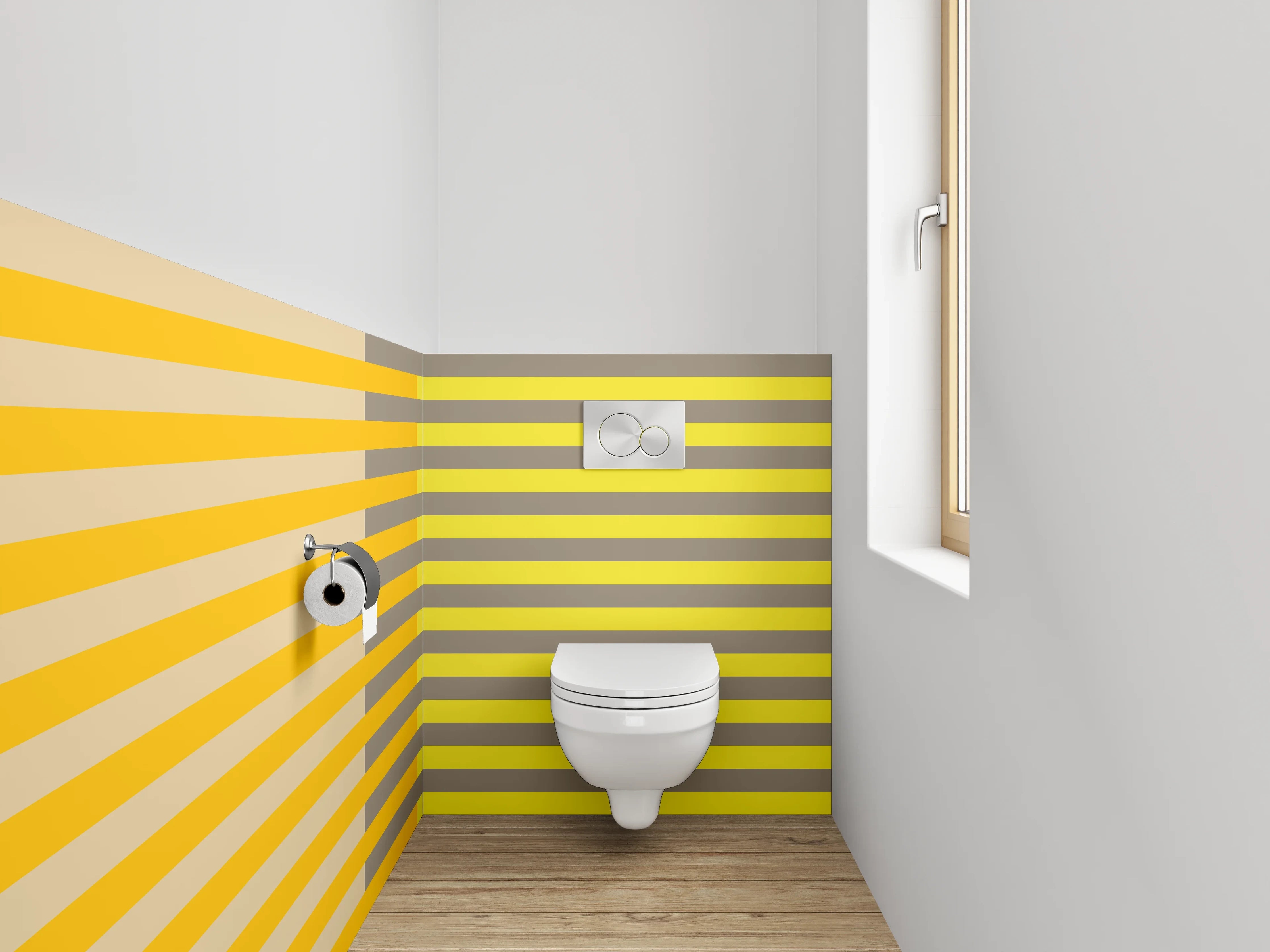 WC-Rückwand - Modernes Streifenmuster in Gelb und Orange